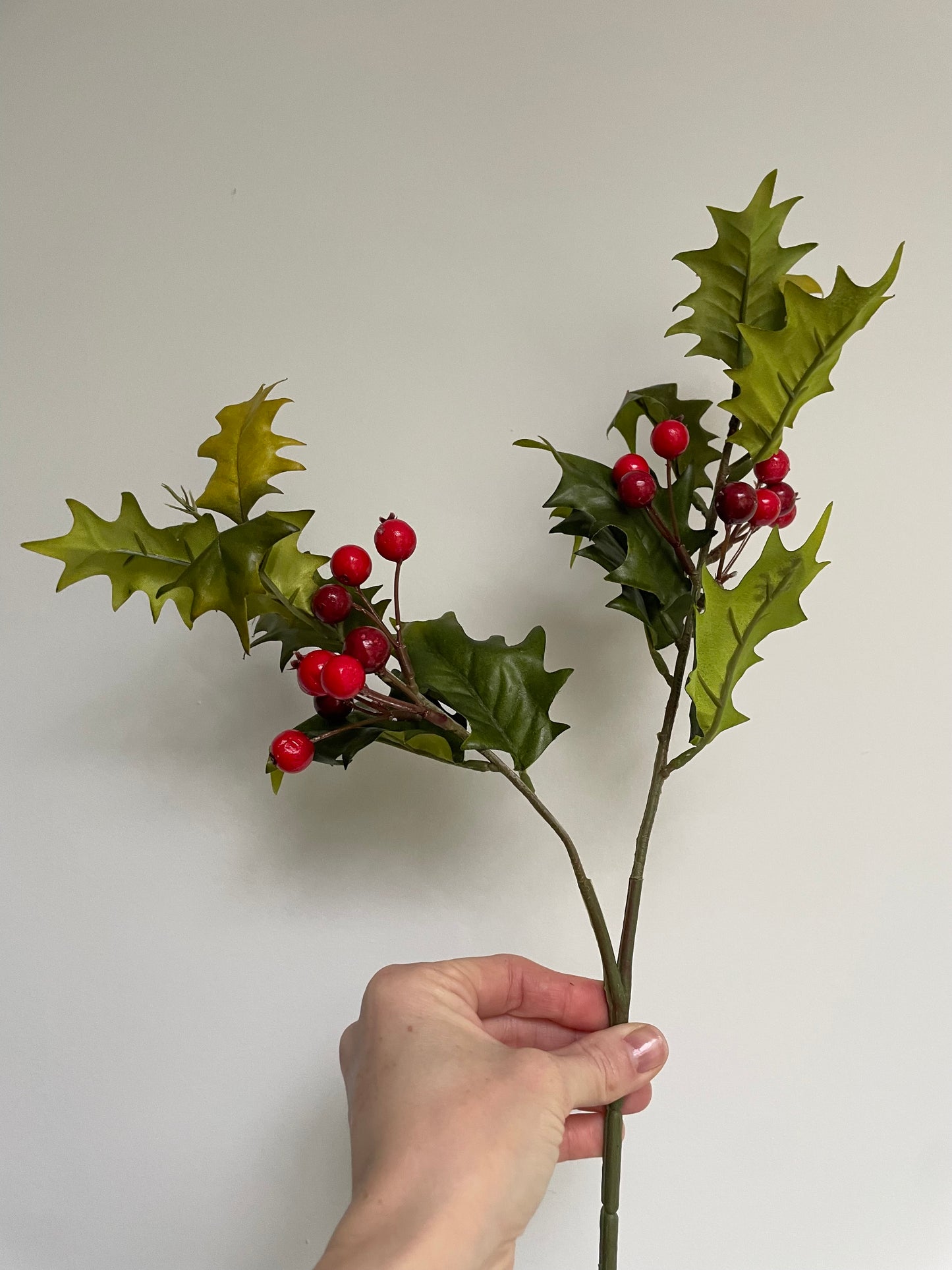 Faux holly berry stem