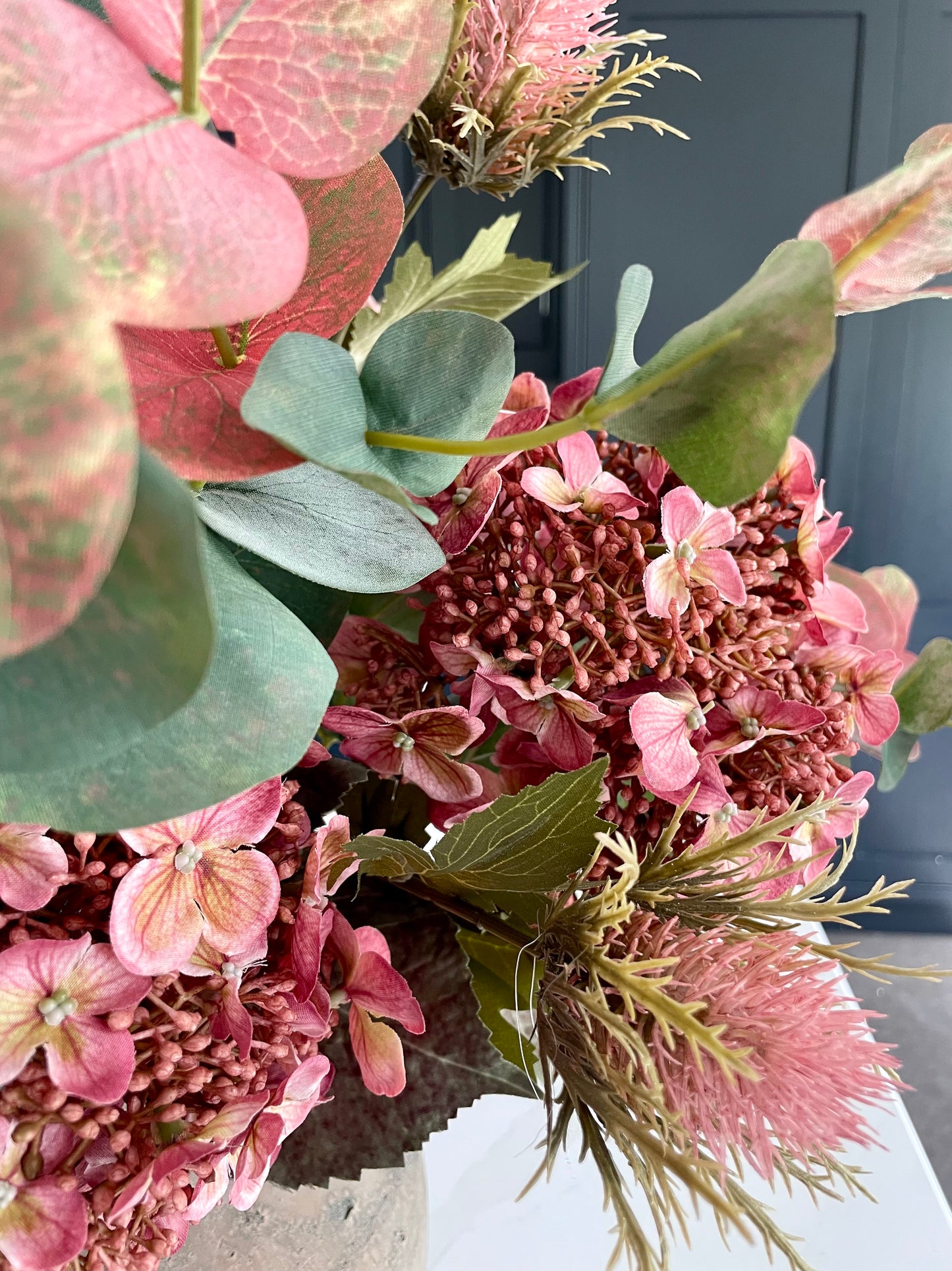 Vintage pink hydrangea arrangement