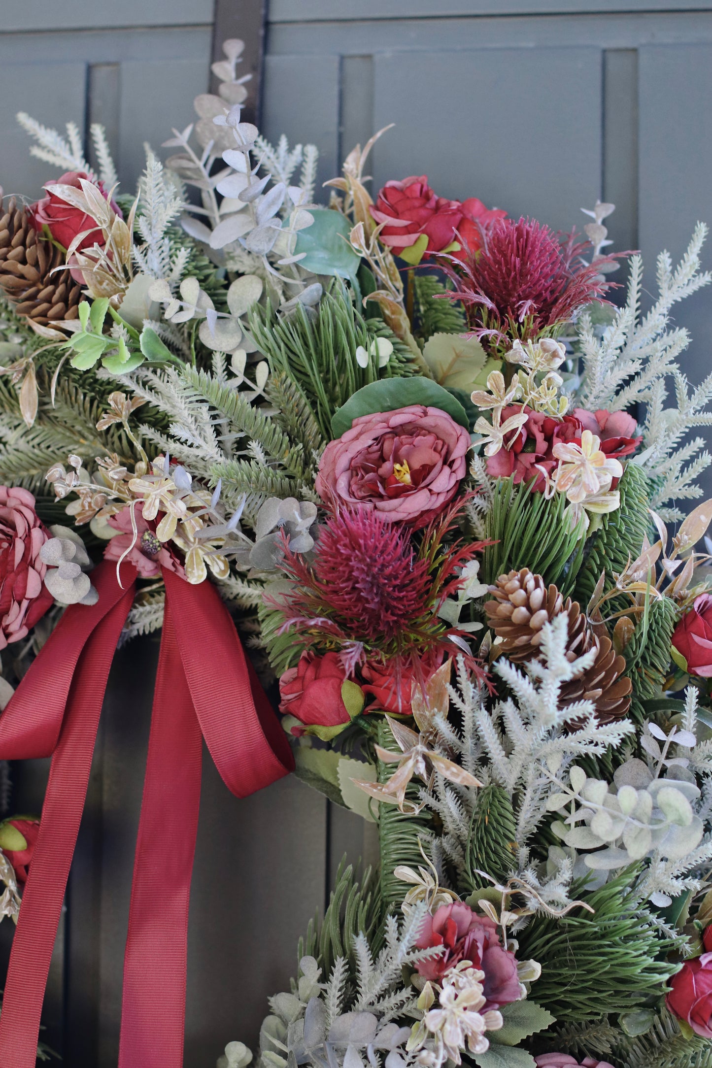 Faux Christmas rose wreath