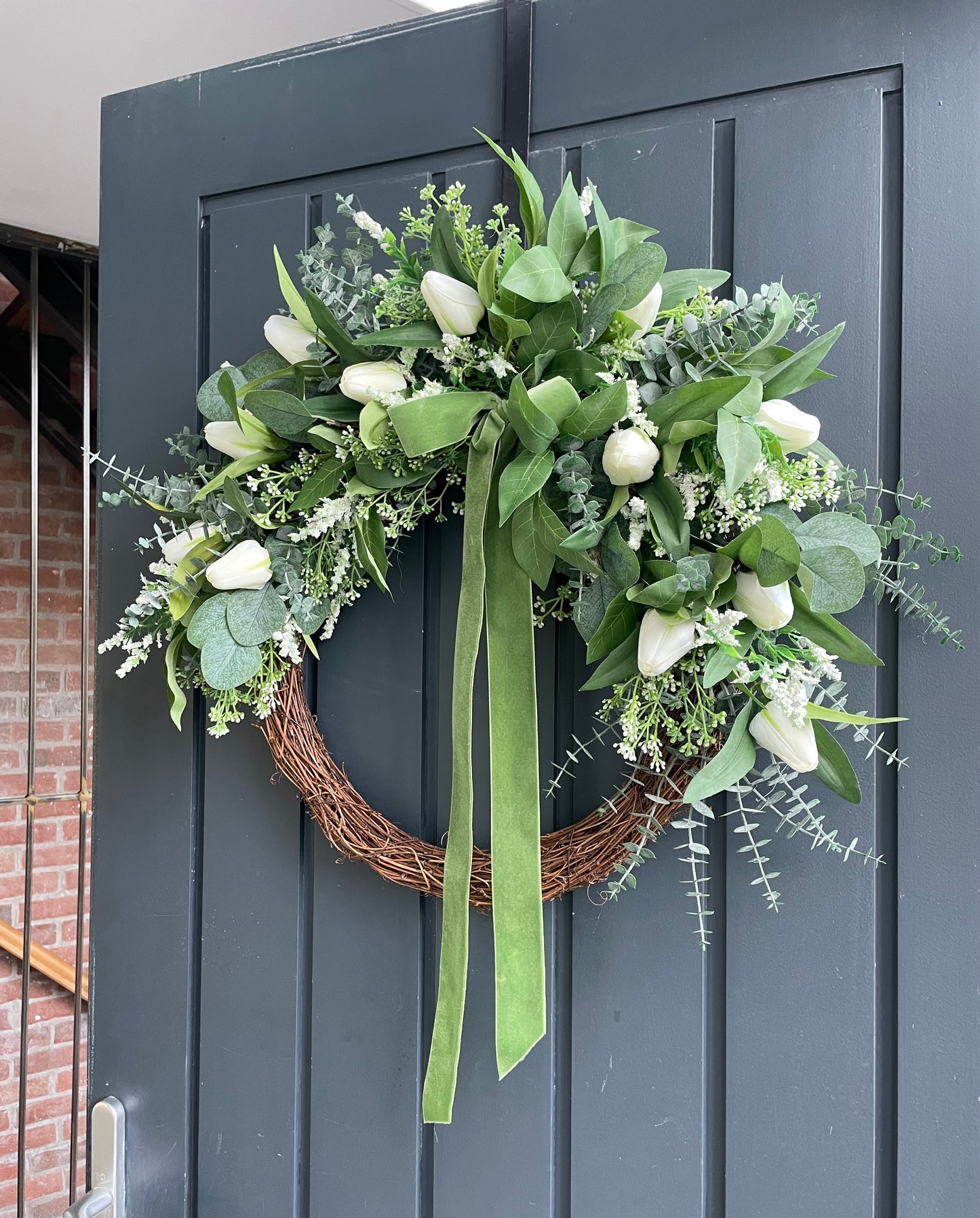 Spring greens & tulip wreath