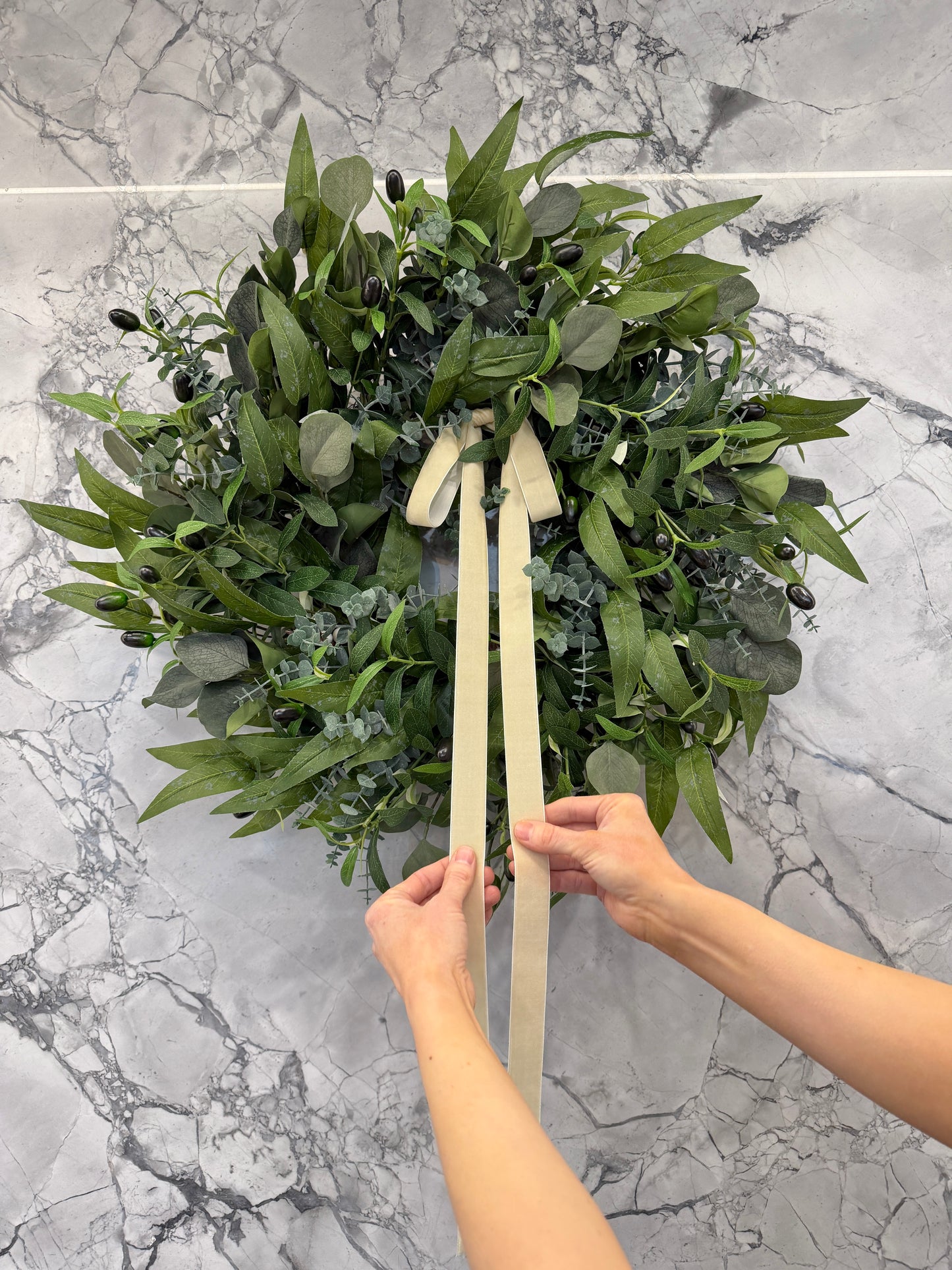 Faux eucalyptus wreath