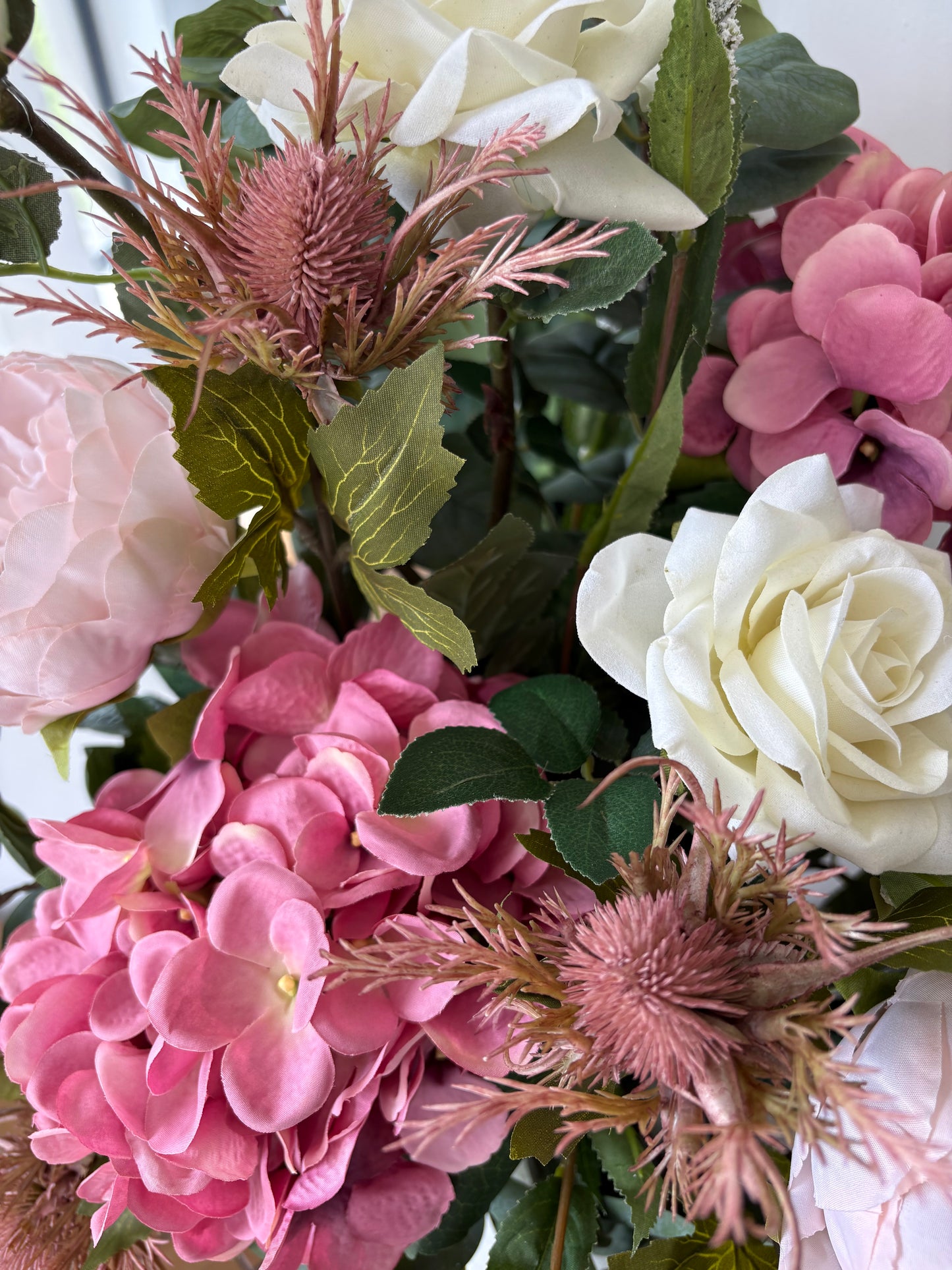 Soft pink hydrangea arrangement