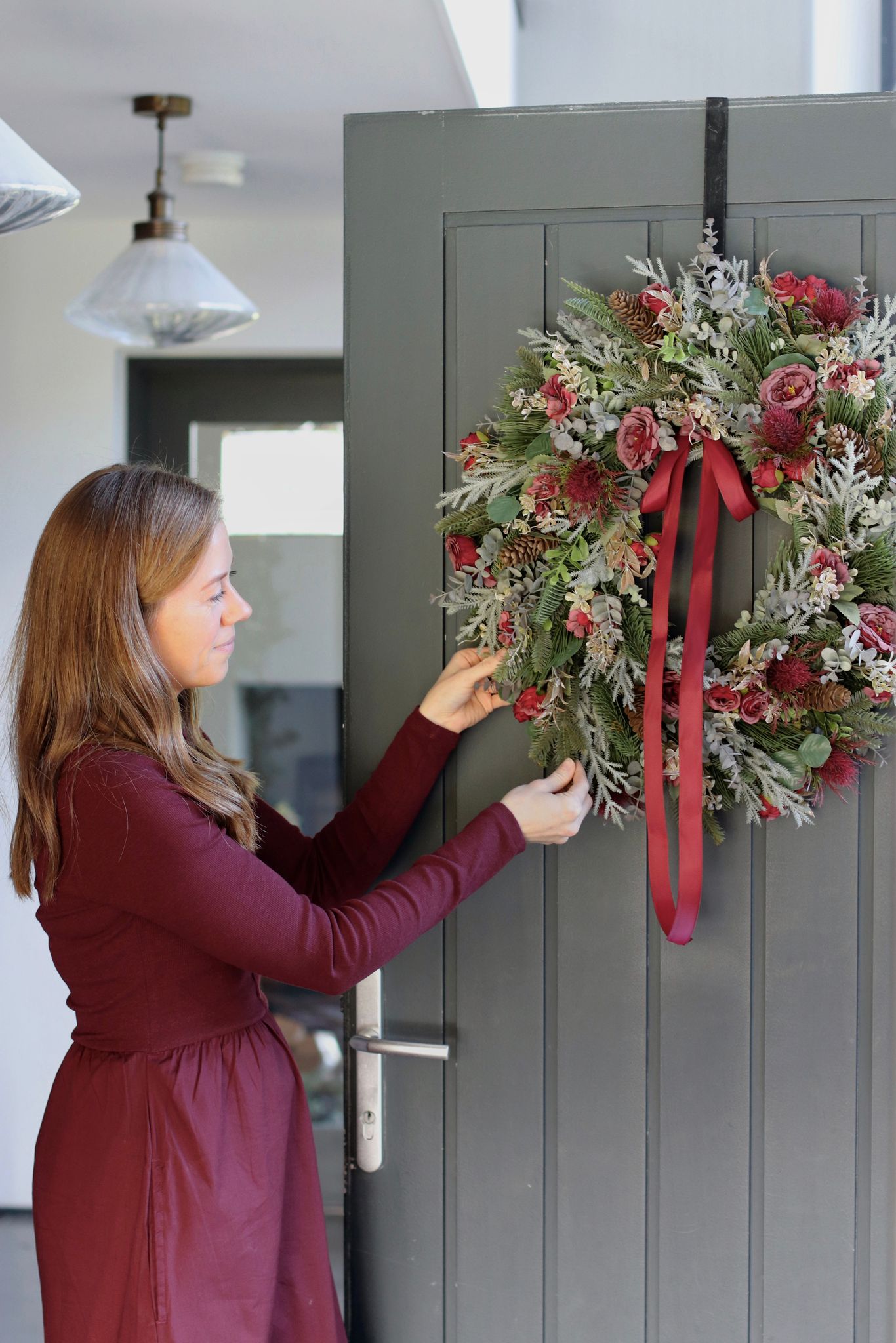 Faux Christmas rose wreath