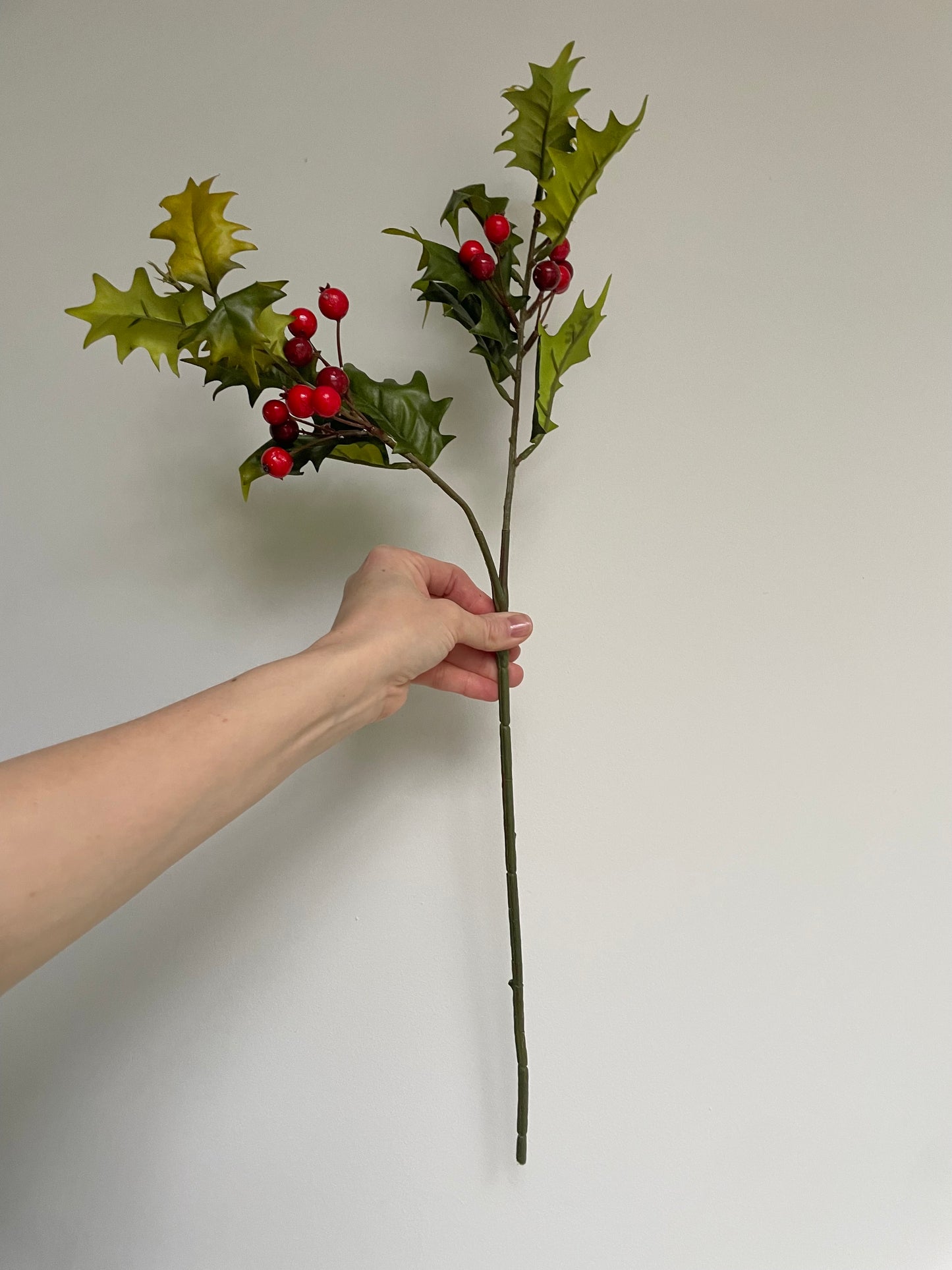 Faux holly berry stem