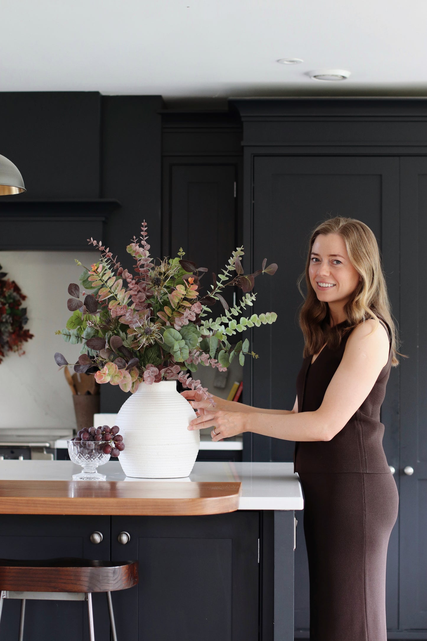 Faux autumn foliage arrangement