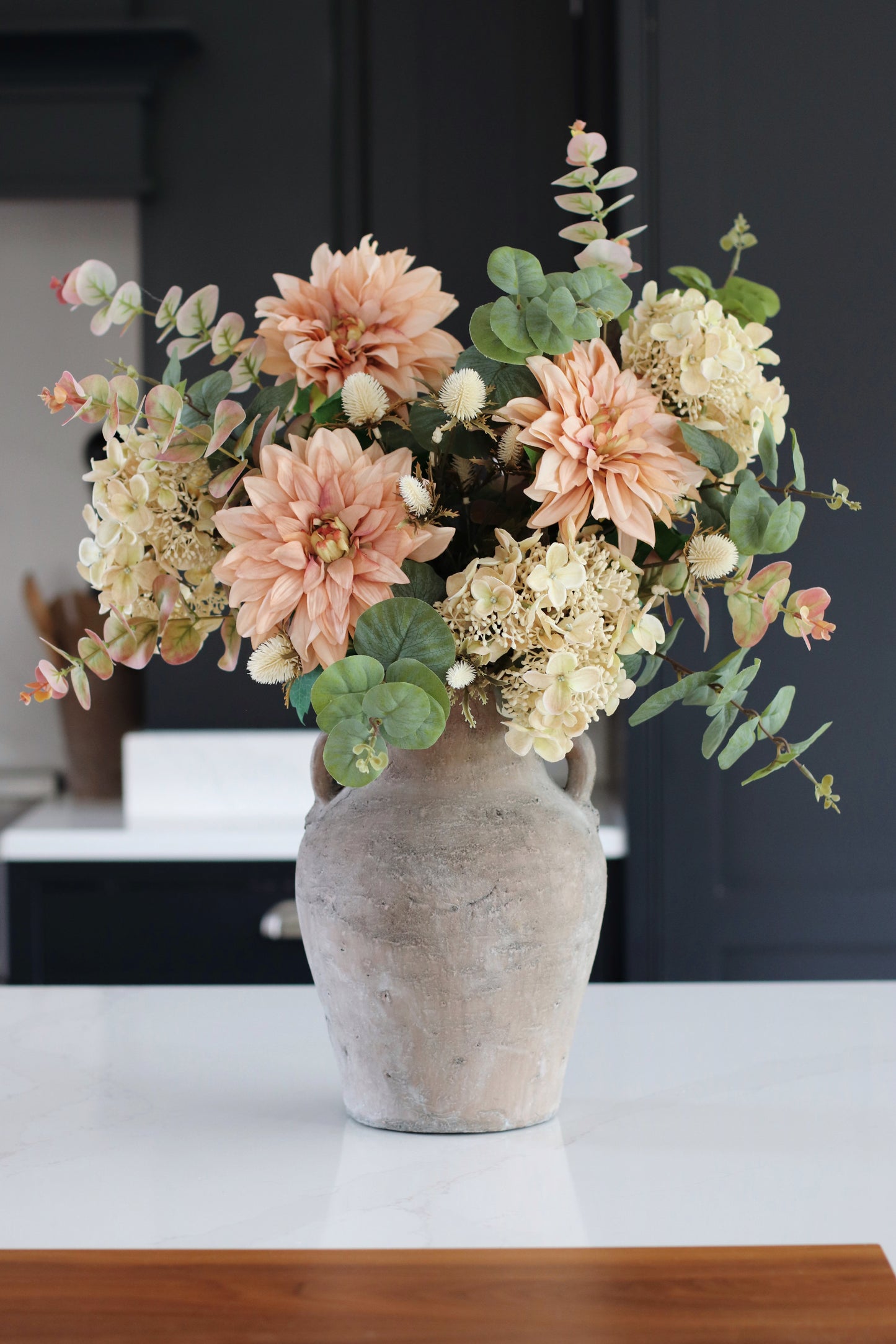 Faux Dahlia & Hydrangea arrangement