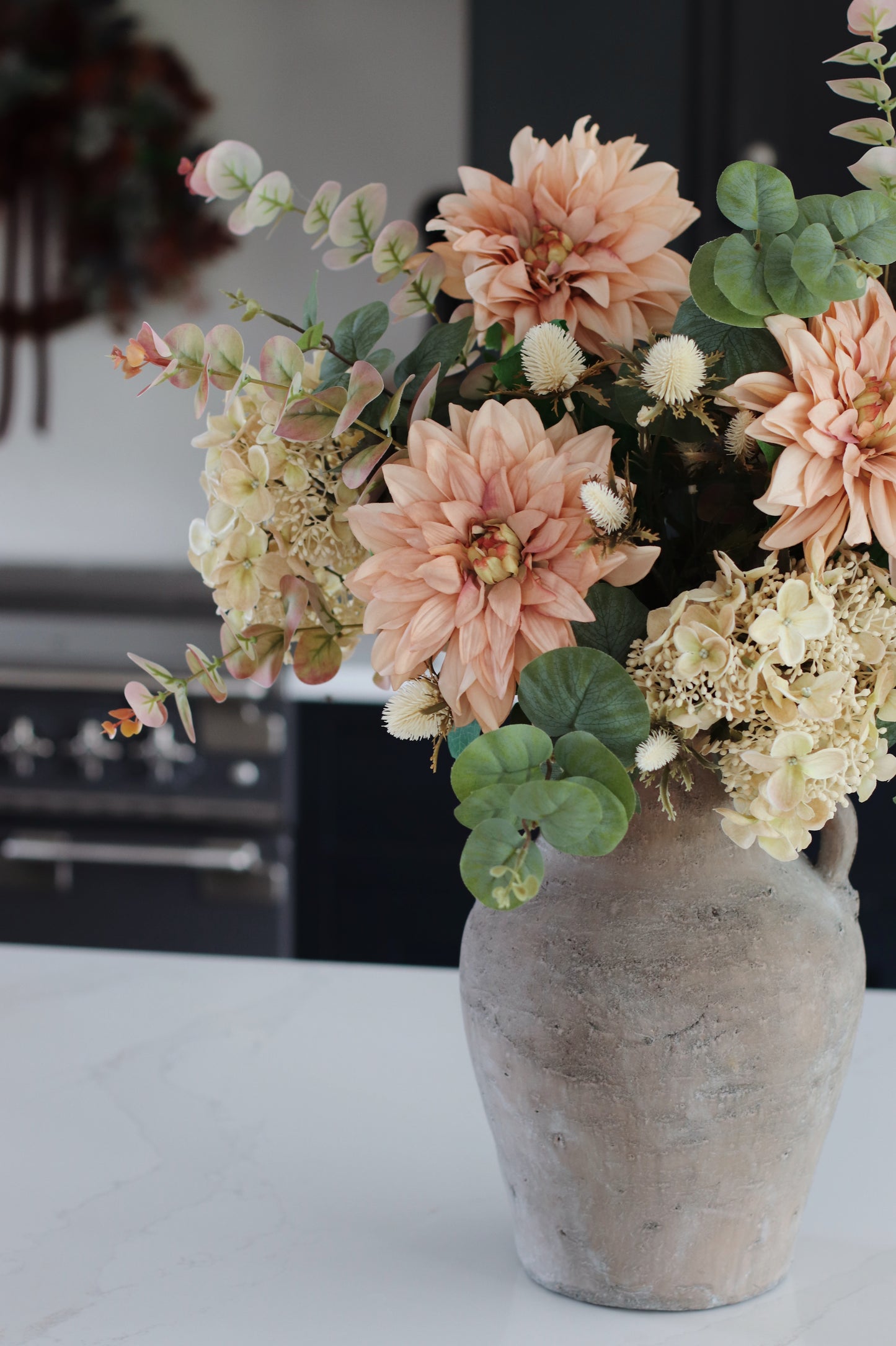 Faux Dahlia & Hydrangea arrangement