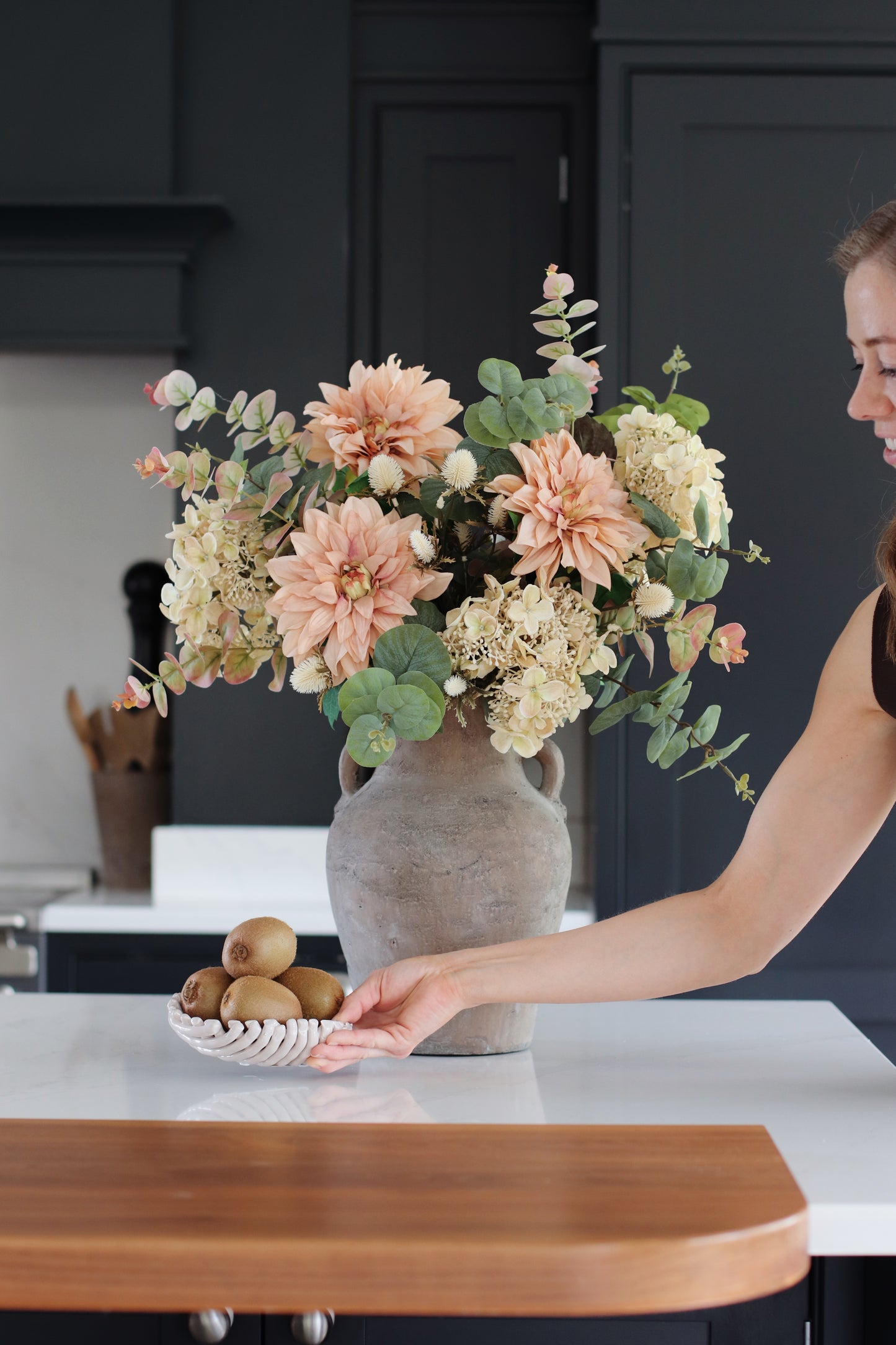 Faux Dahlia & Hydrangea arrangement