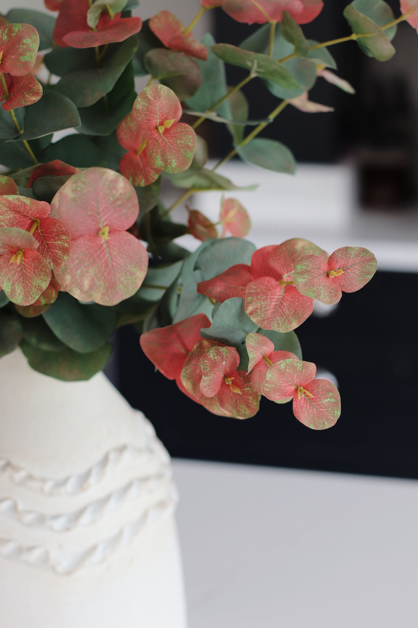 Faux blush eucalyptus arrangement