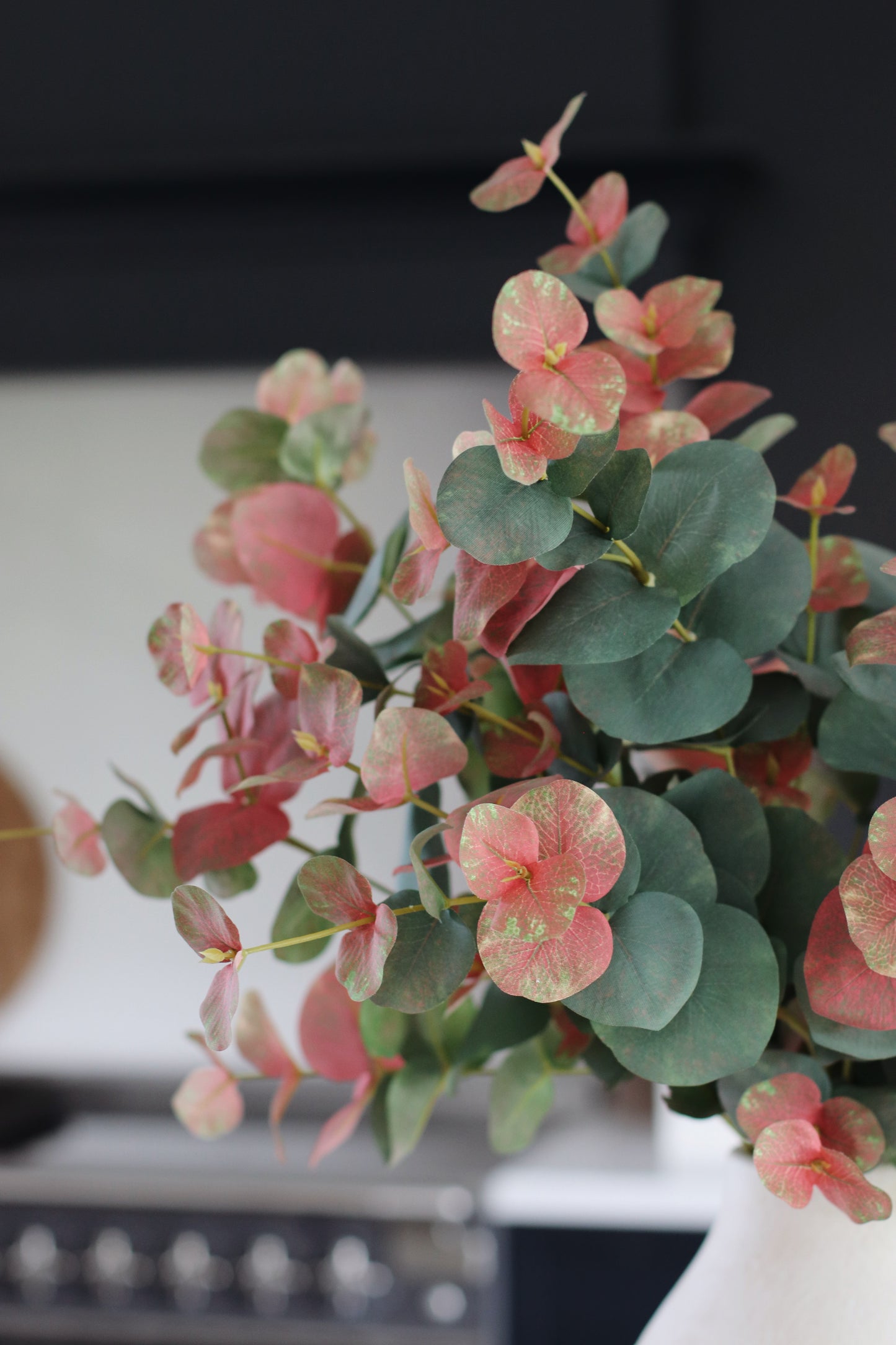 Faux blush eucalyptus arrangement