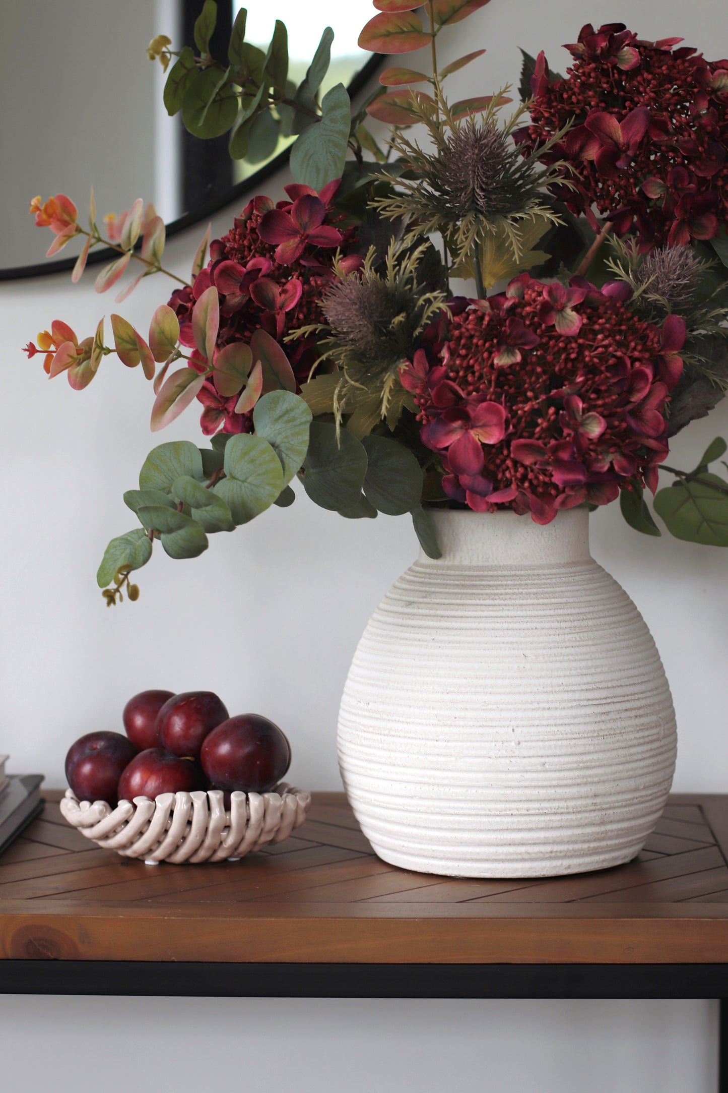 Faux burgundy hydrangea arrangement - premium