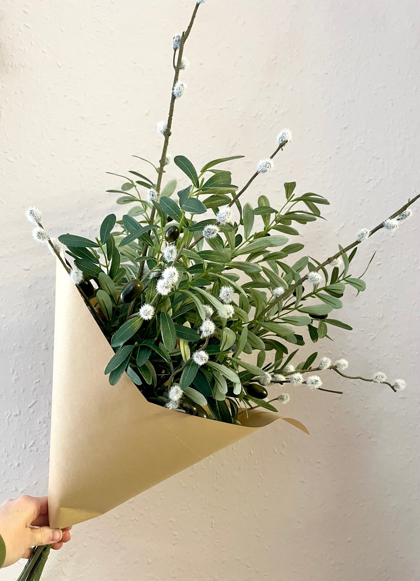 Olive & pussywillow arrangement