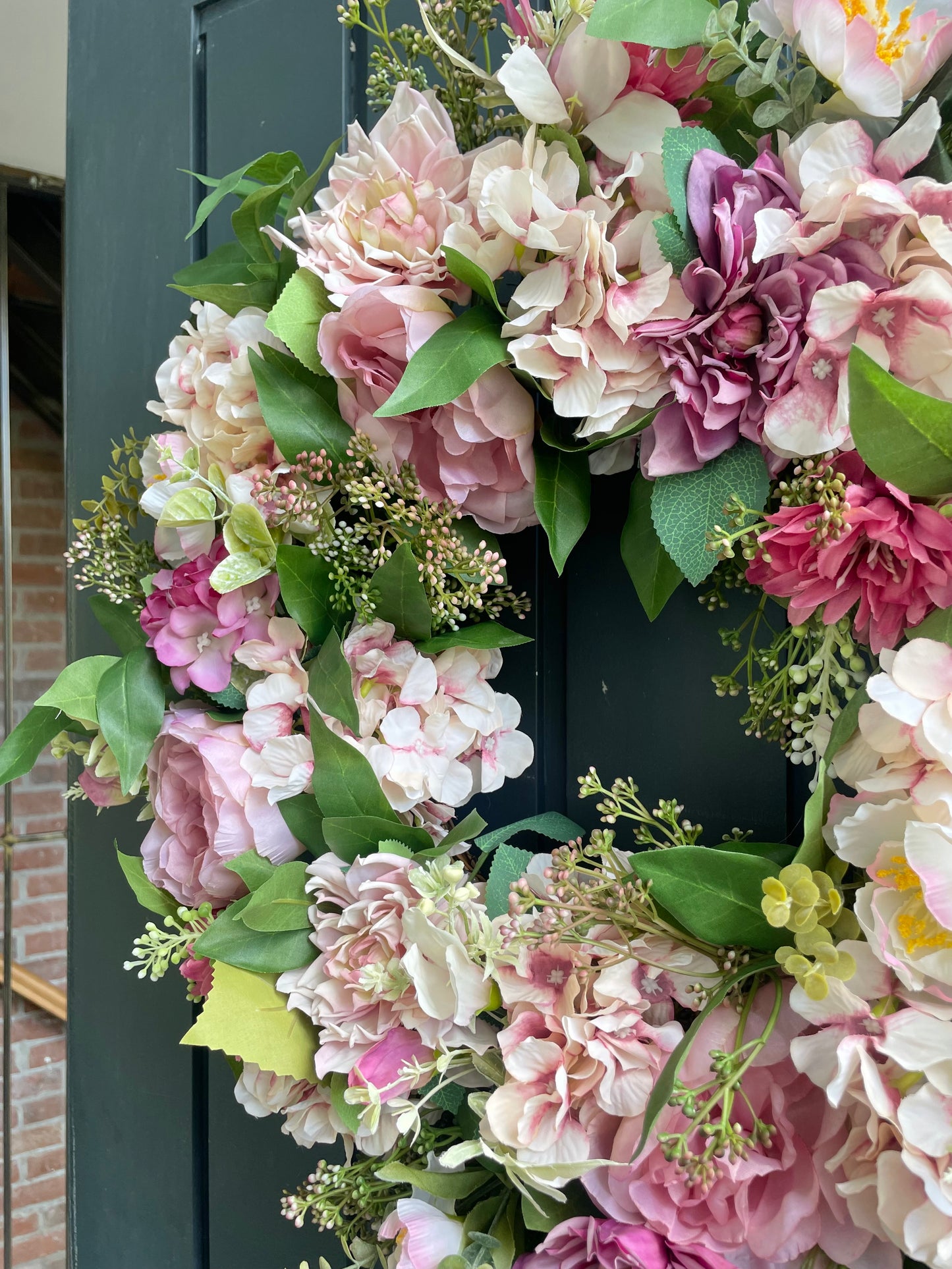 Faux summer pinks wreath