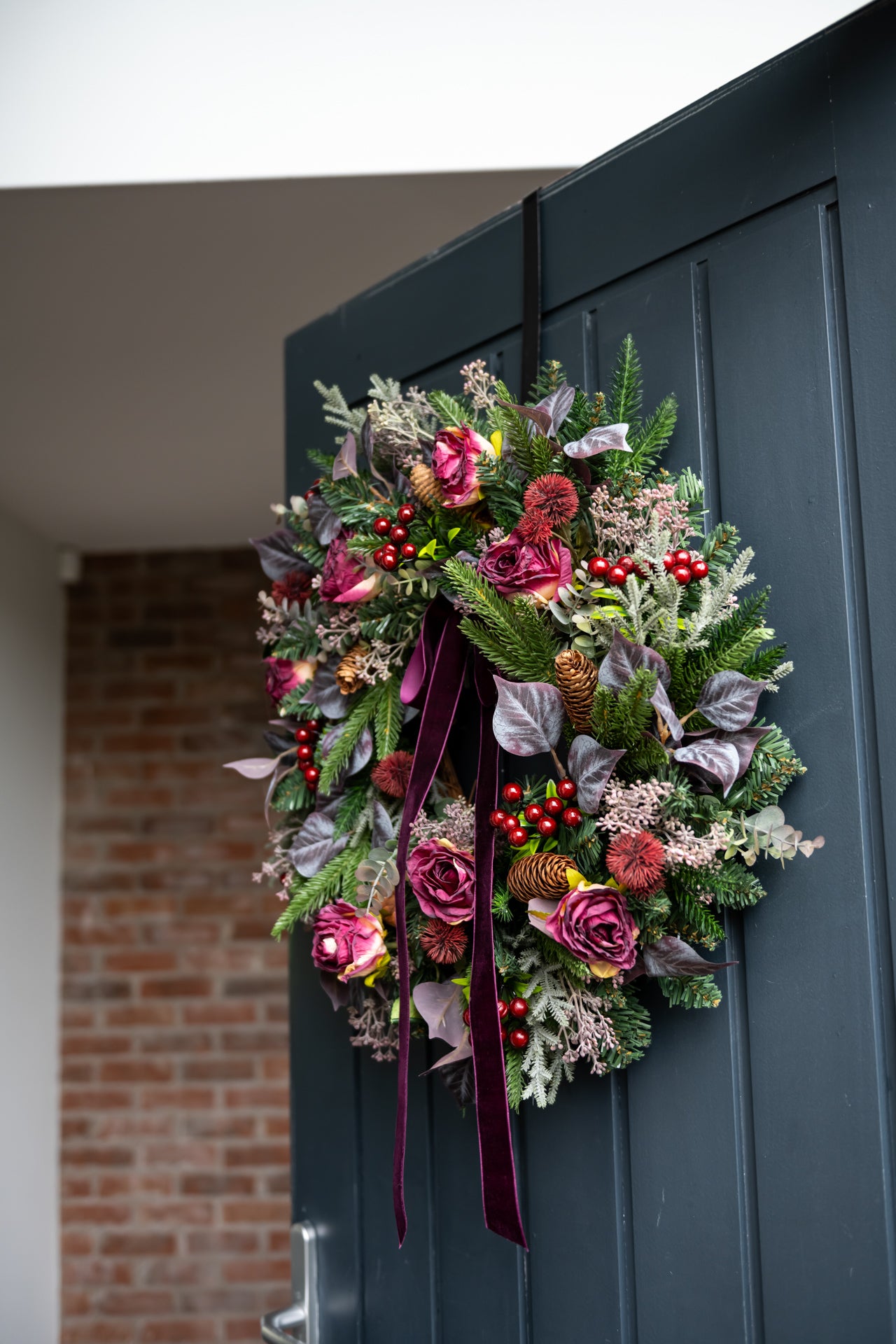 Faux Christmas Rose wreath