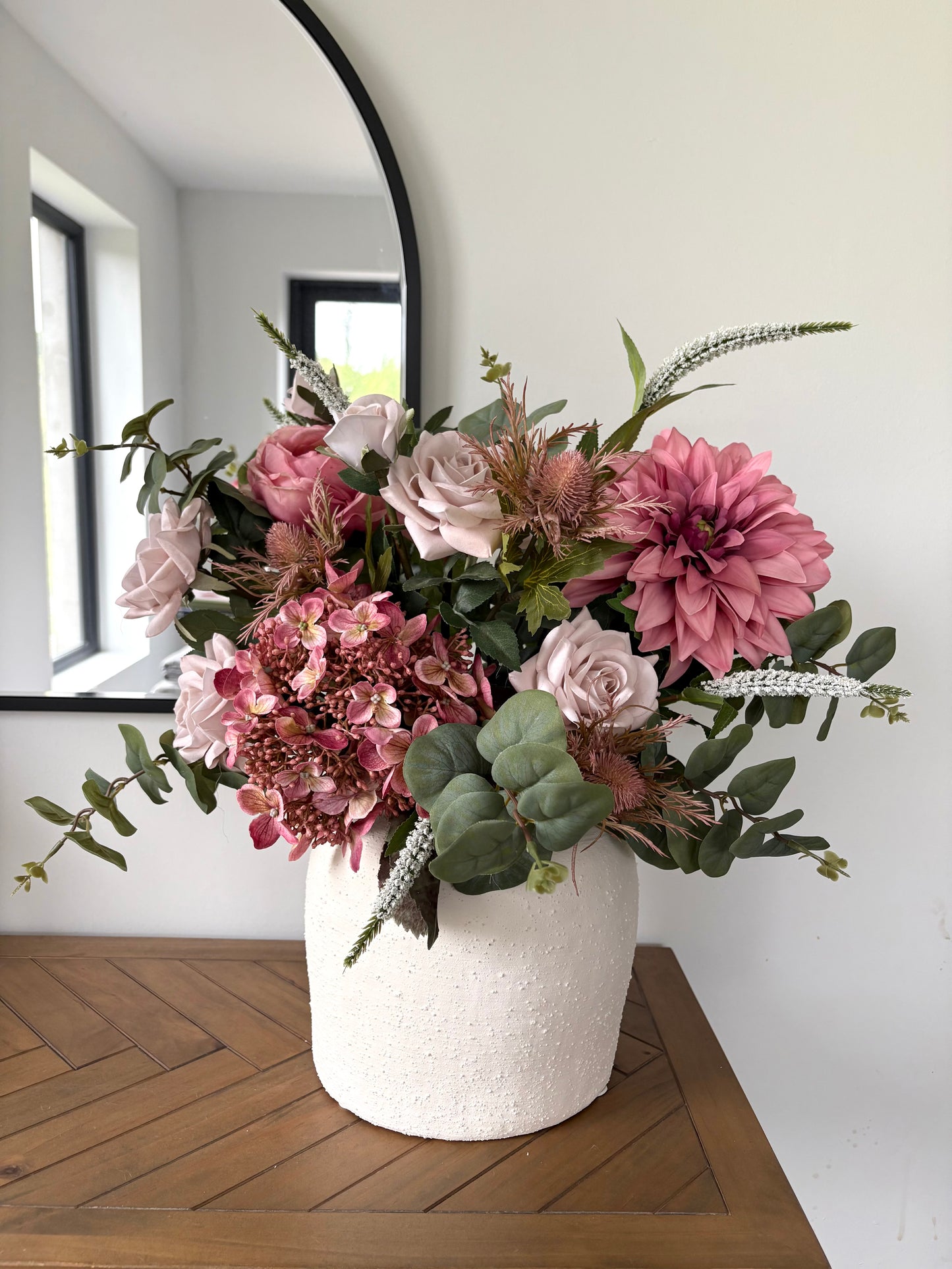 Faux dusky pink summer garden