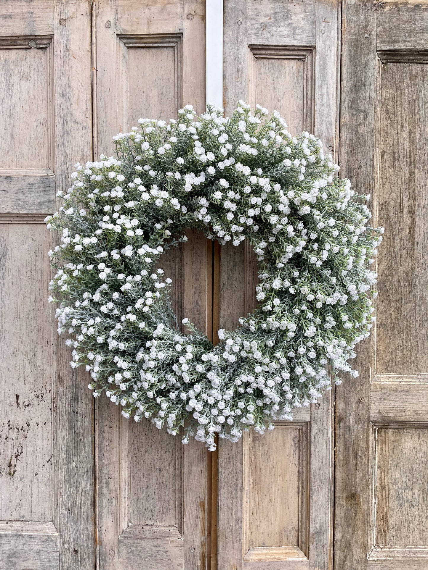 White faux gypsophila wreath