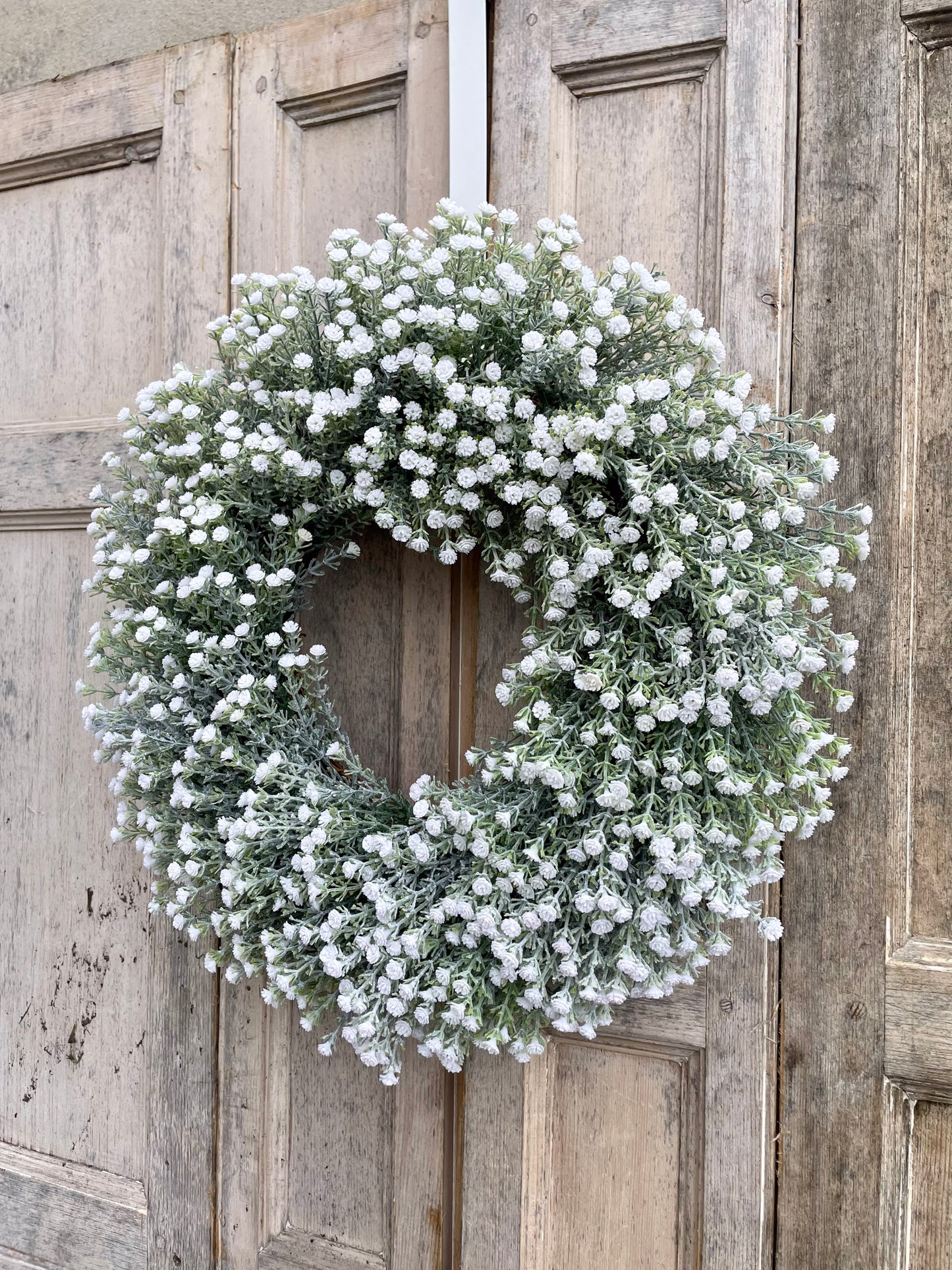 White faux gypsophila wreath