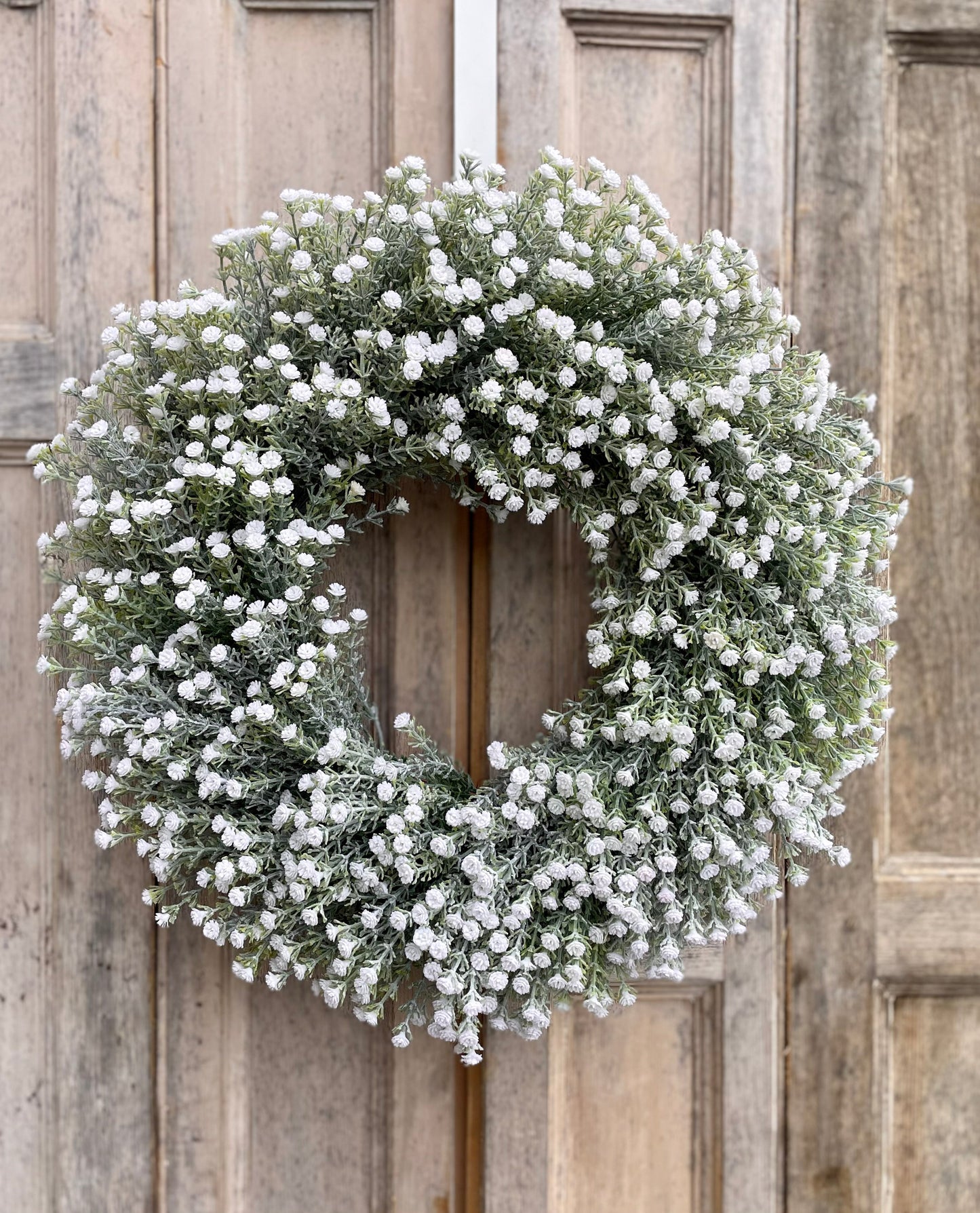 White faux gypsophila wreath