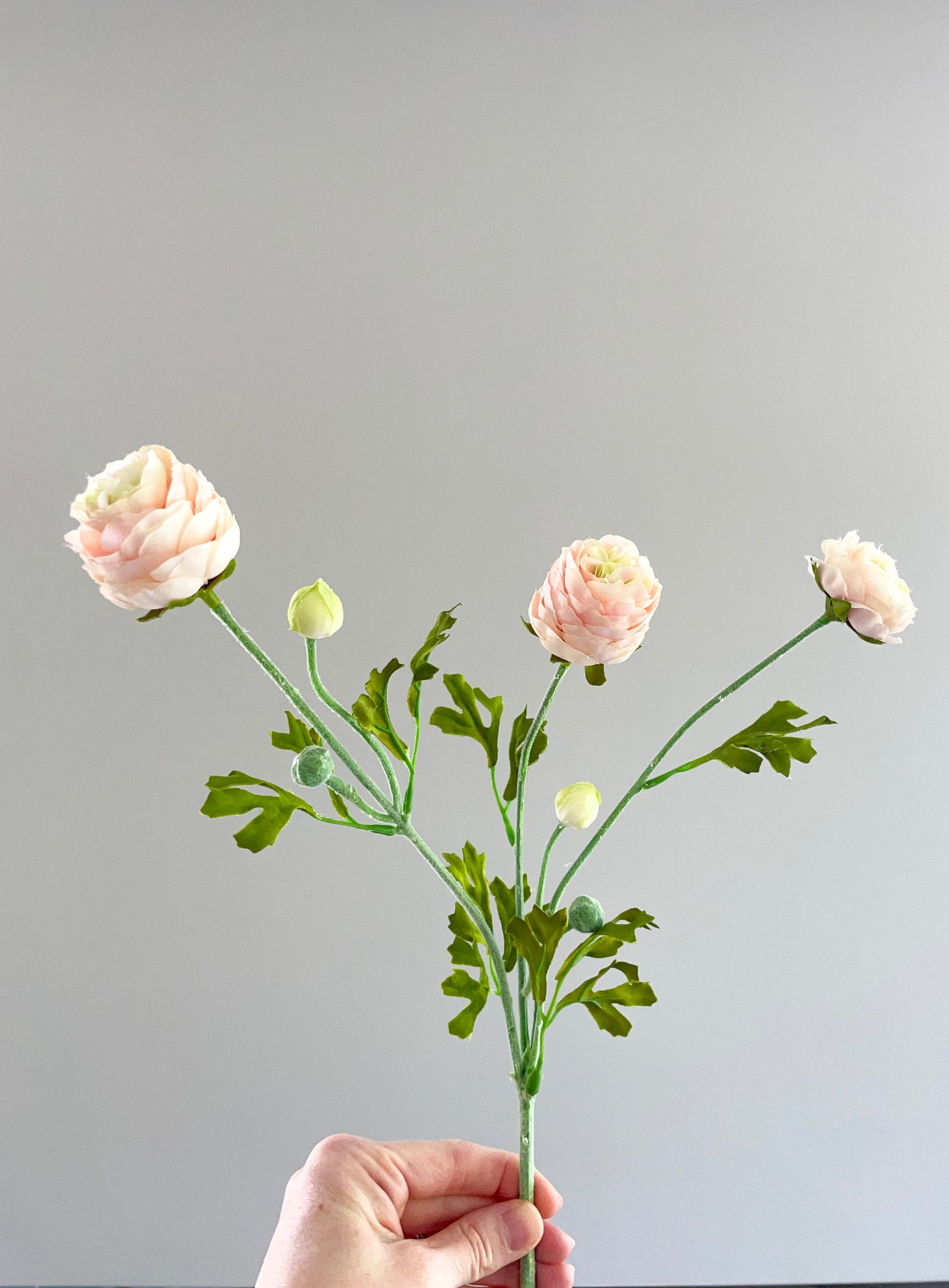 Faux pink ranunculus stem