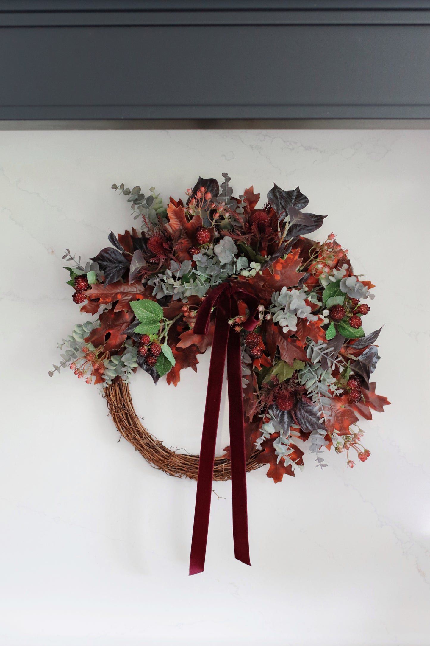 Faux berry & burgundy wreath