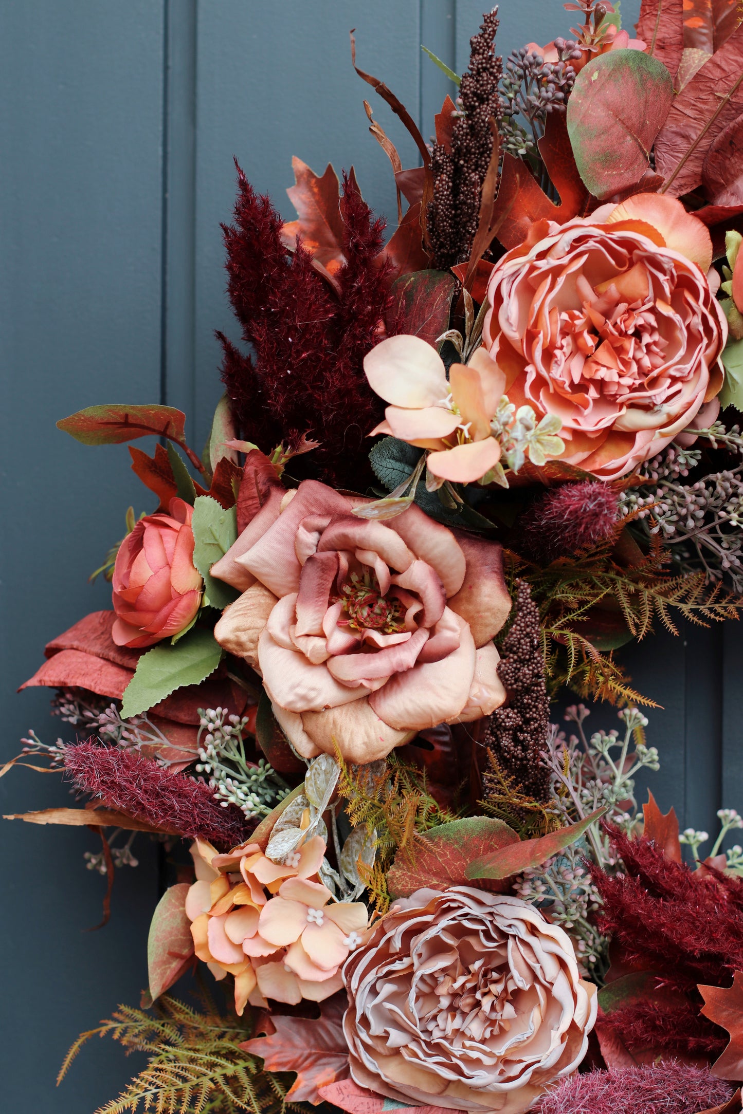 Pre-order: Faux autumn peony and rose wreath