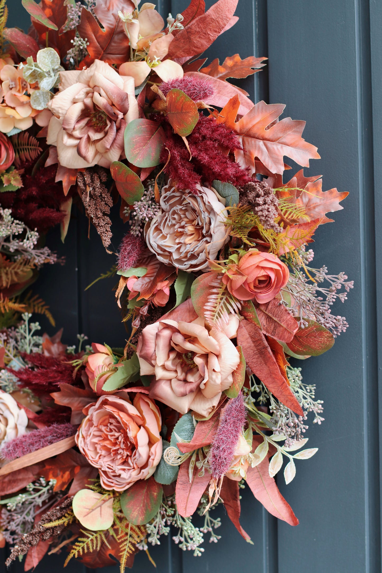 Pre-order: Faux autumn peony and rose wreath