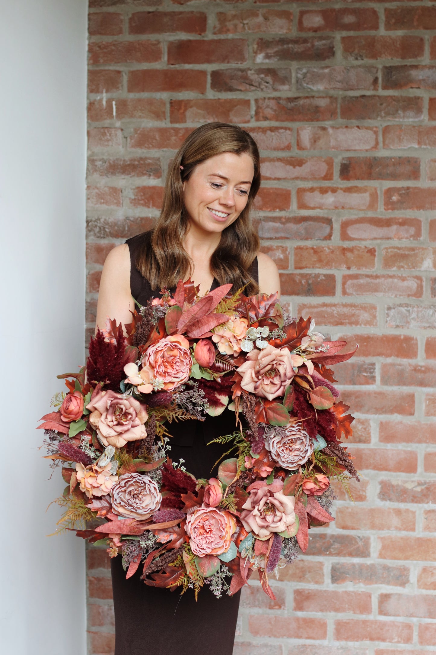 Pre-order: Faux autumn peony and rose wreath