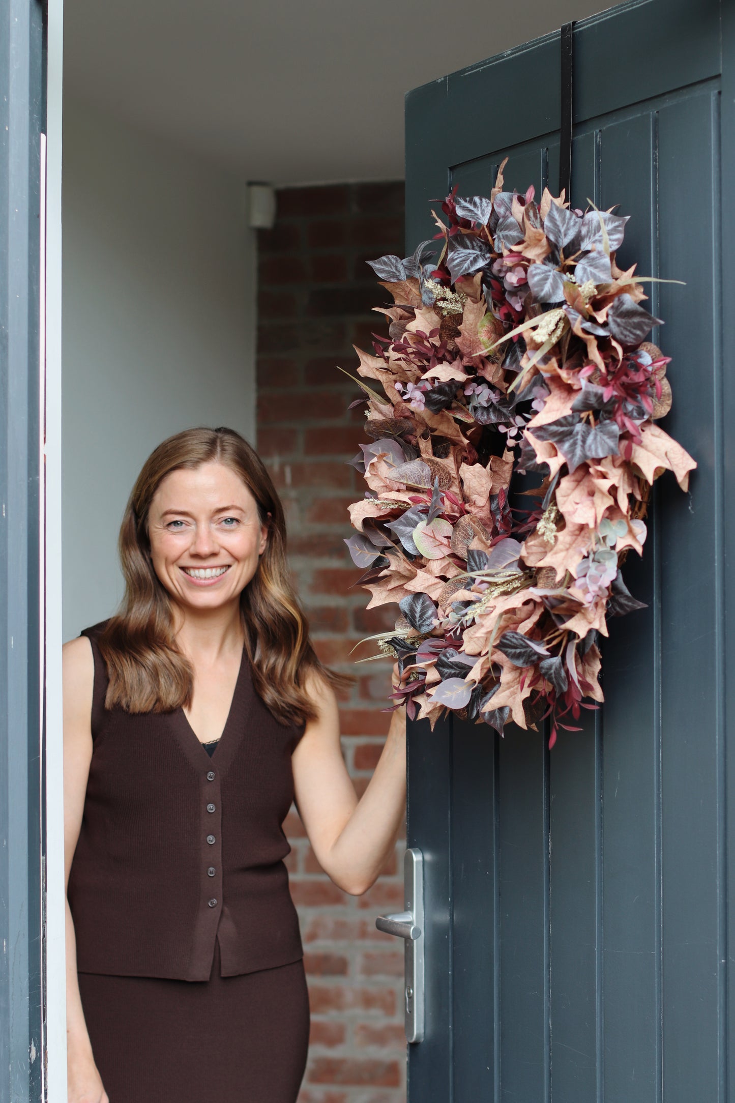 Faux autumn mocha wreath