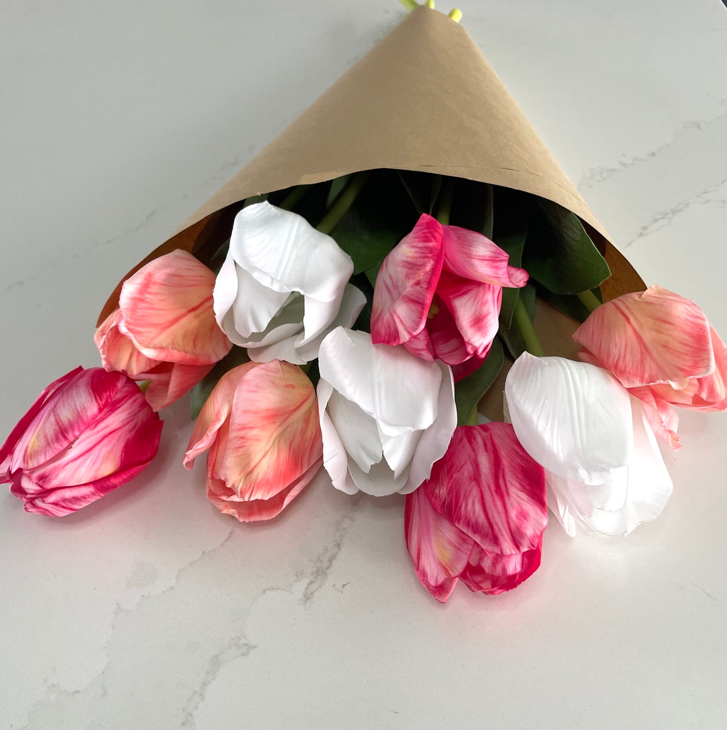 Real touch faux tulip bouquet