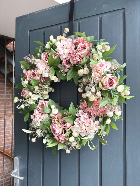 Faux summer mauves wreath