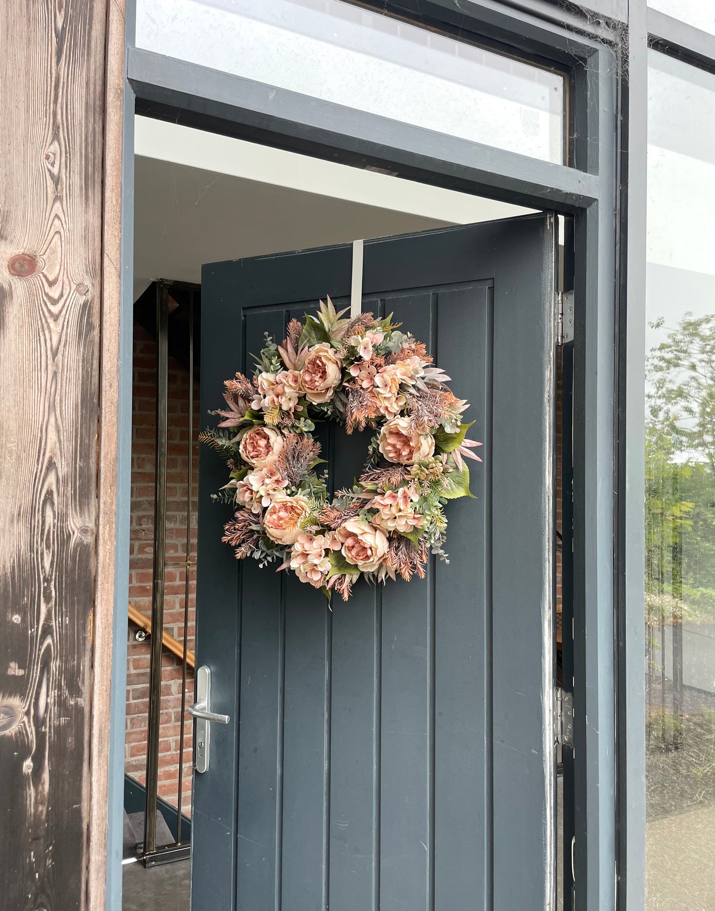 Autumn peony & hydrangea wreath