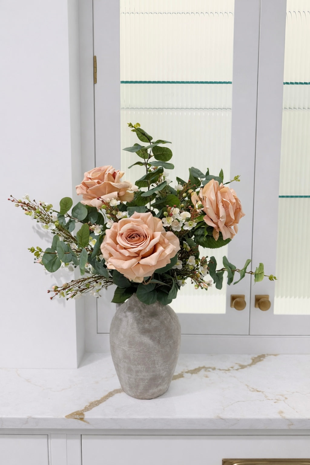 Faux Peach rose stem