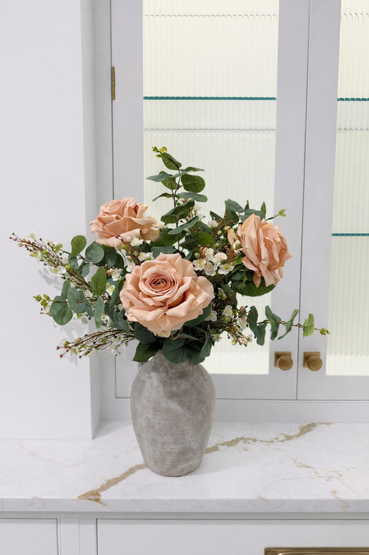 Faux peach rose arrangement