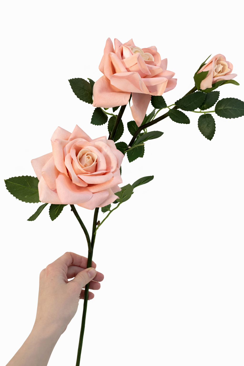 Faux pink rose stem