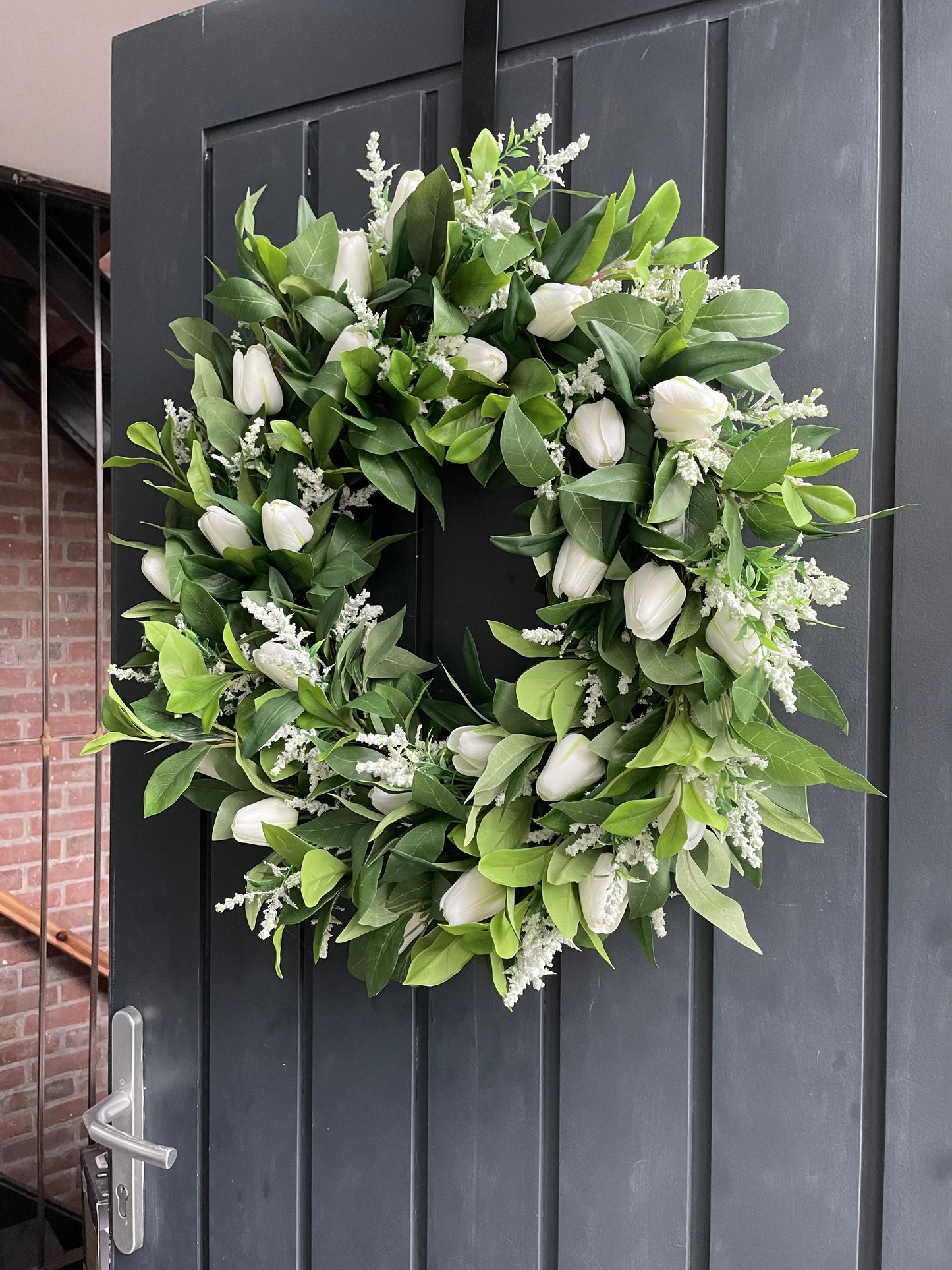 Faux ivory tulip wreath