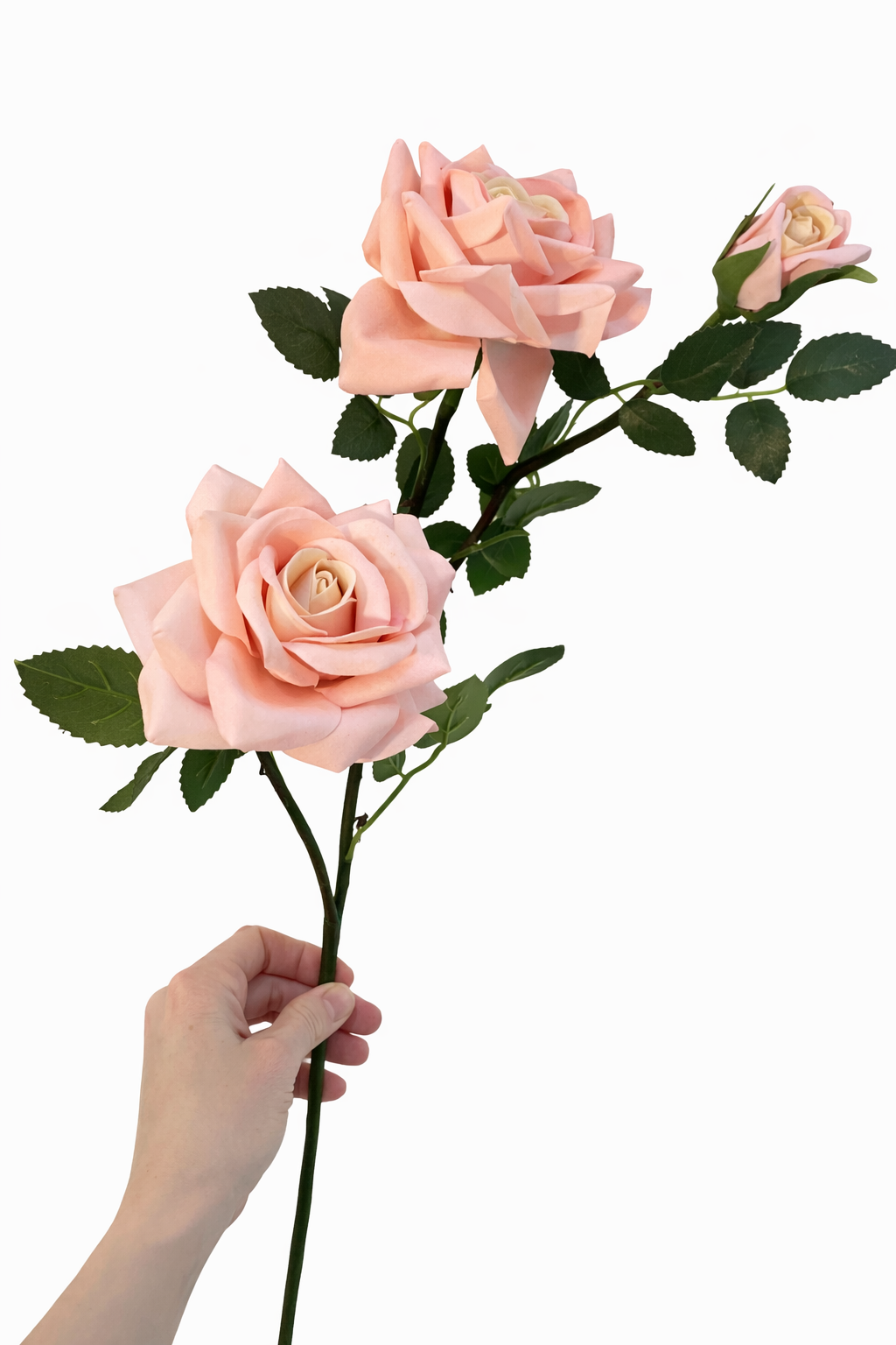 Faux pink rose stem