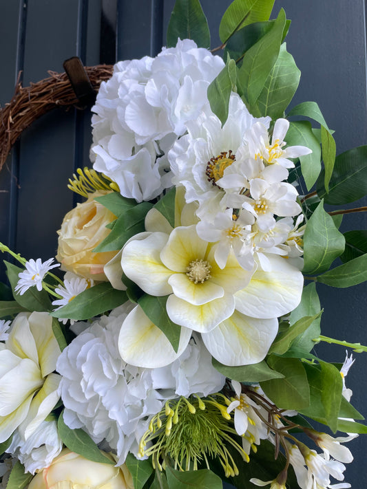 Faux butter yellow wreath