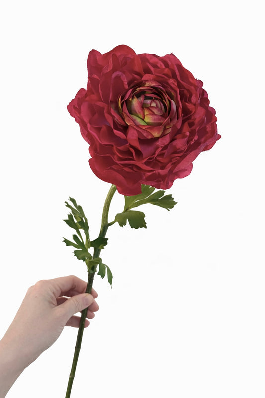 Faux ranunculus stem - deep pink