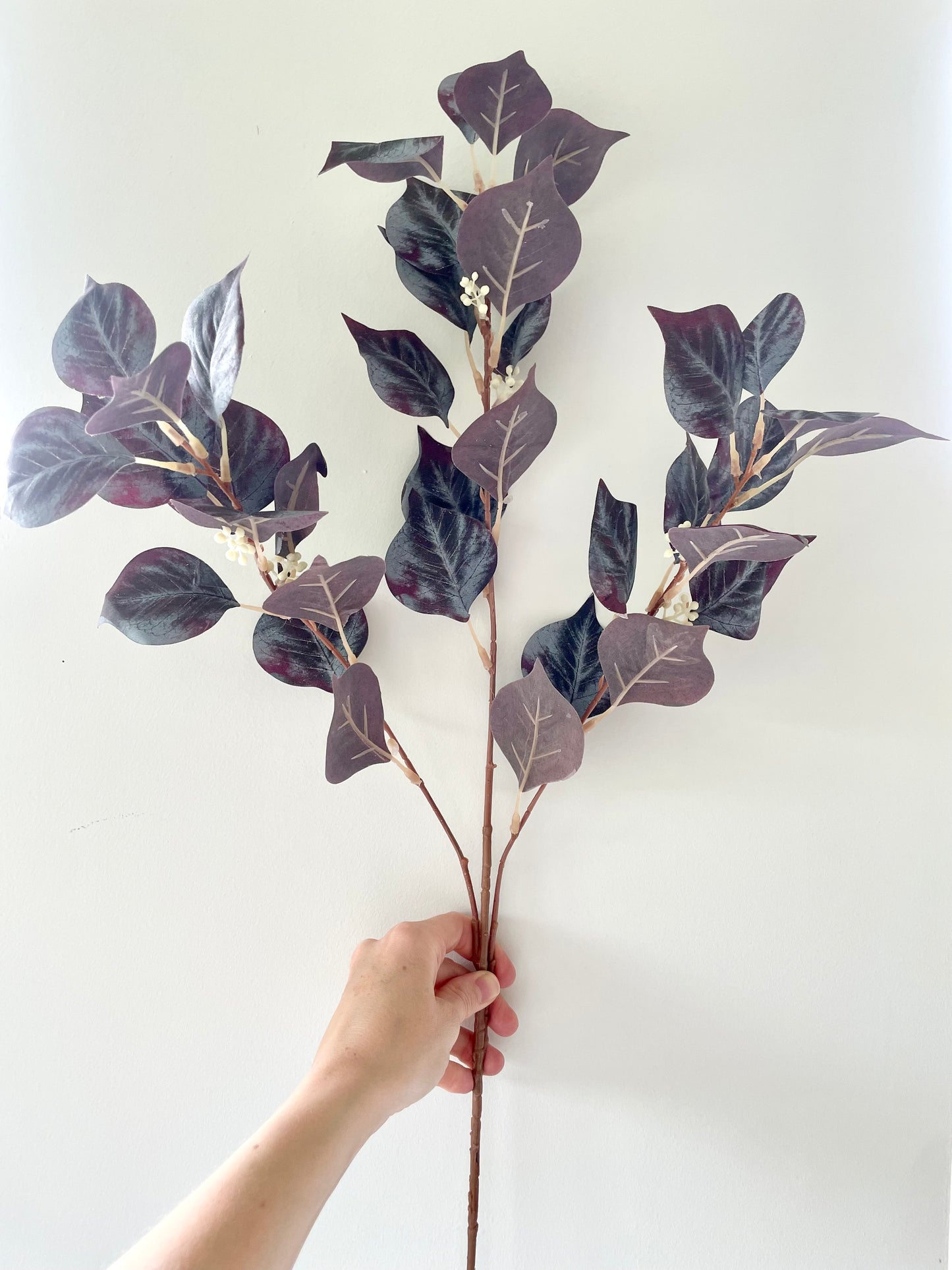 Faux burgundy eucalyptus stem