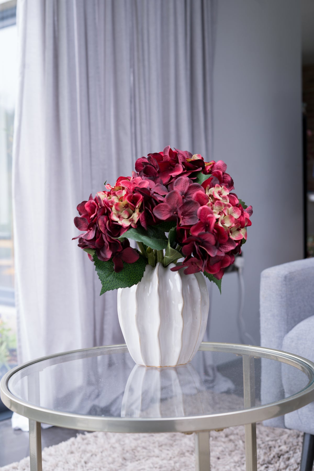 Rich red hydrangea posy