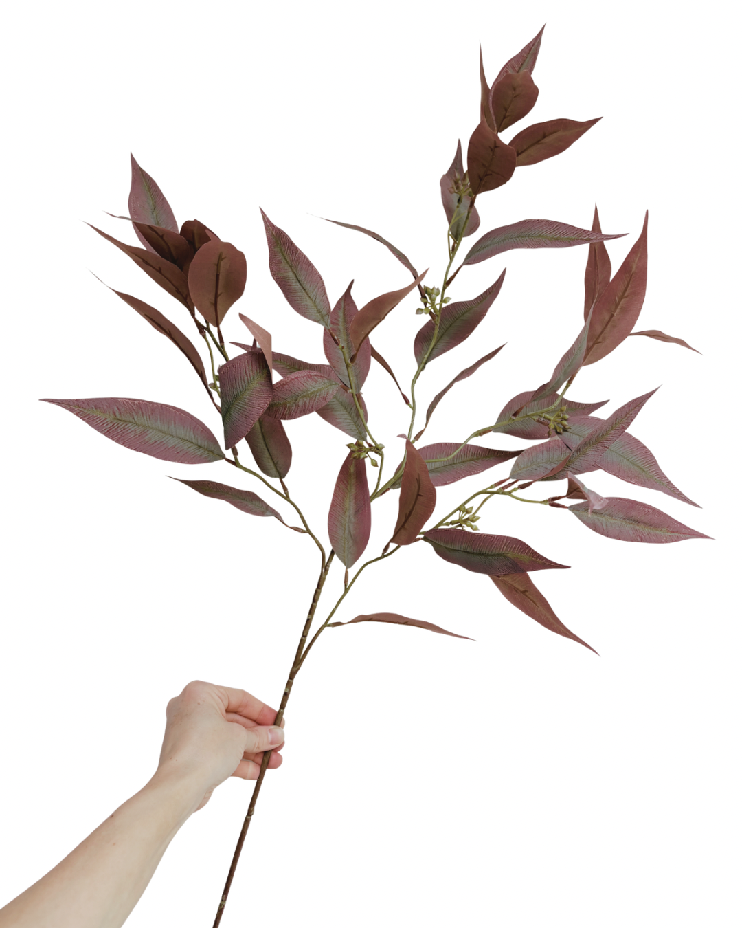 Faux blush long leaf eucalyptus stem