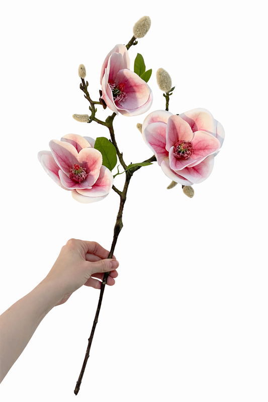 Faux pink magnolia stem