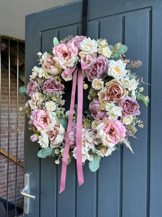 Blush peony faux wreath