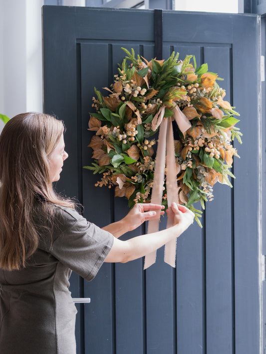 Faux ivory berry autumn wreath