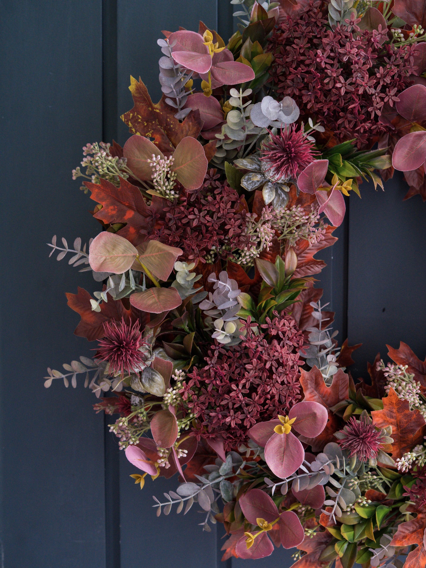 Faux mulberry elderberry wreath