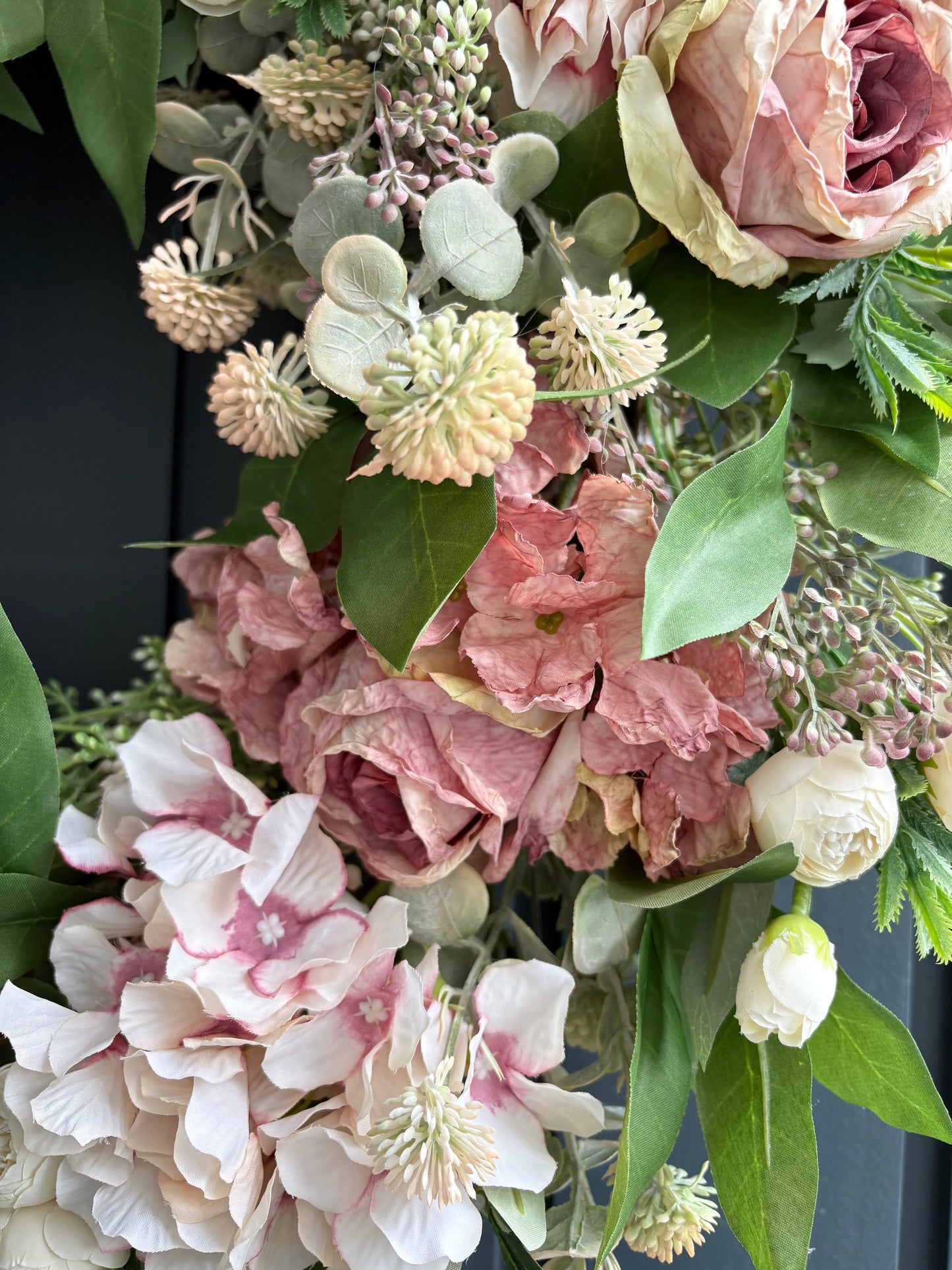 Faux summer mauves wreath