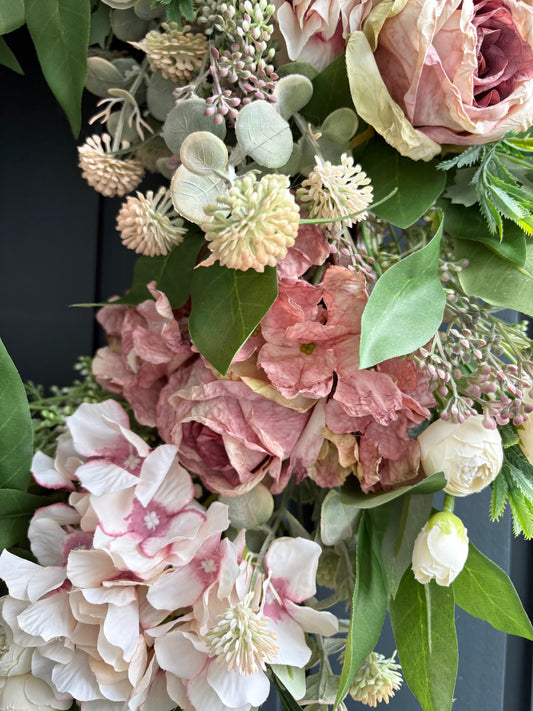 Faux summer mauves wreath