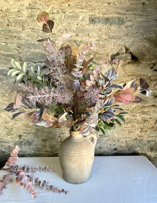 Faux autumn foliage arrangement