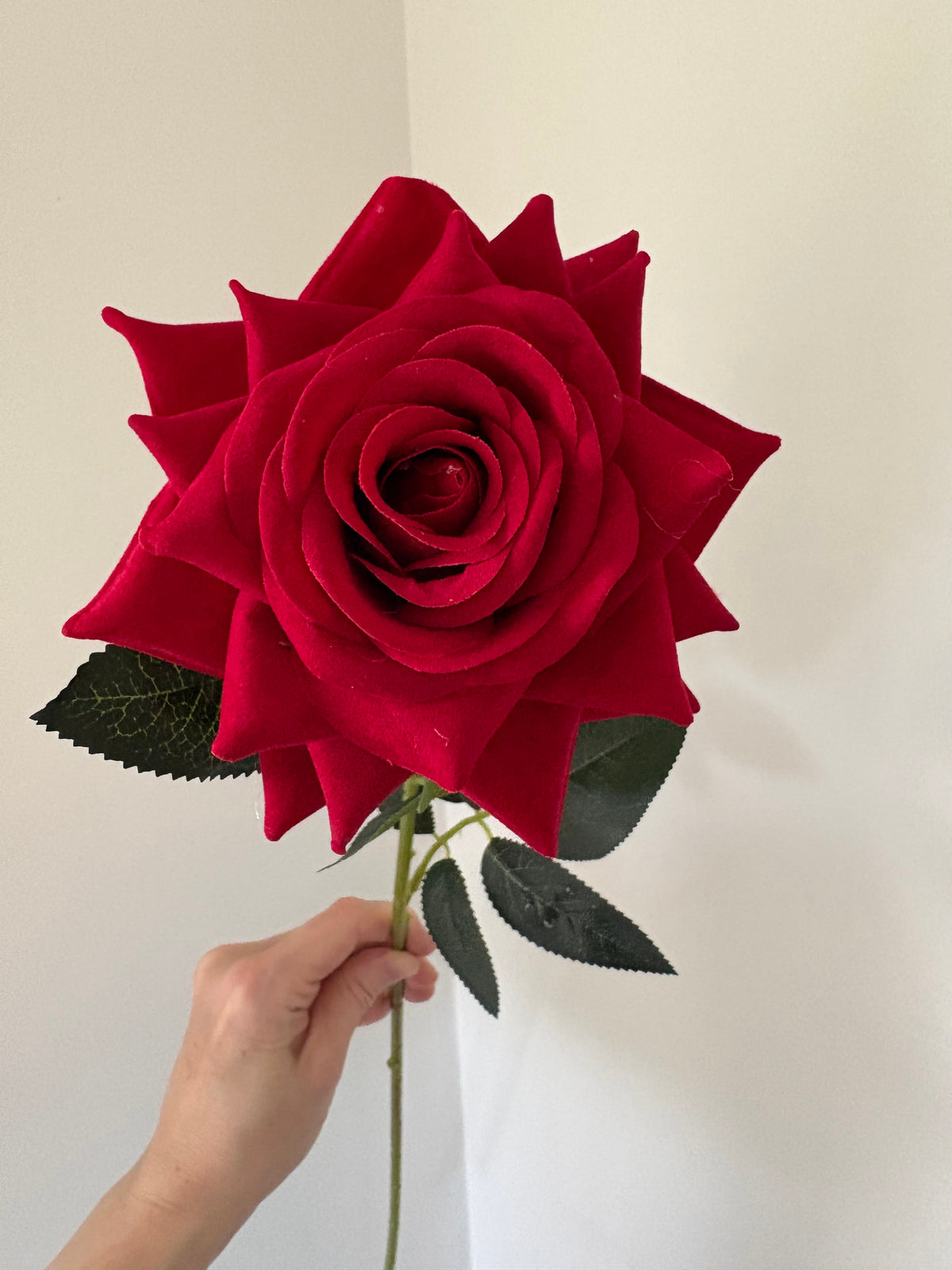 Faux red rose stem