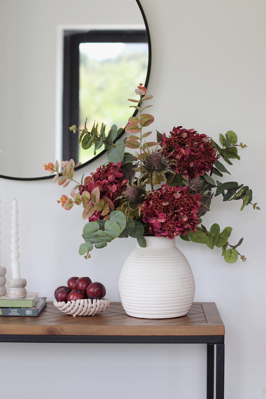 Faux burgundy hydrangea arrangement - premium